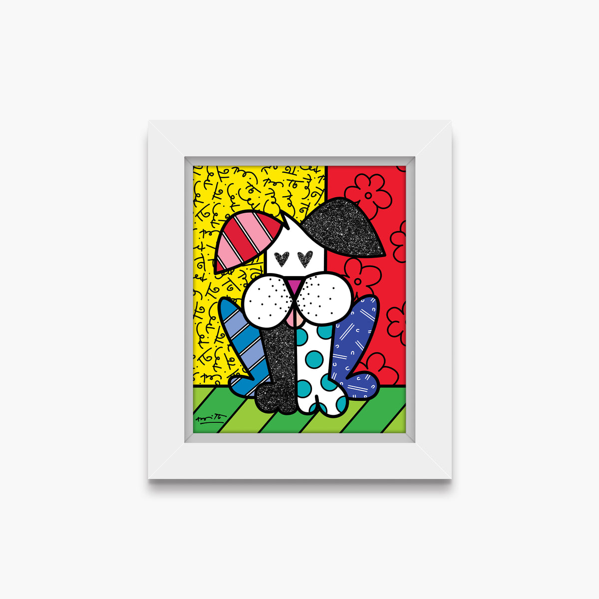 Romero Britto puppy love limited edition print  contemporary pop art piece