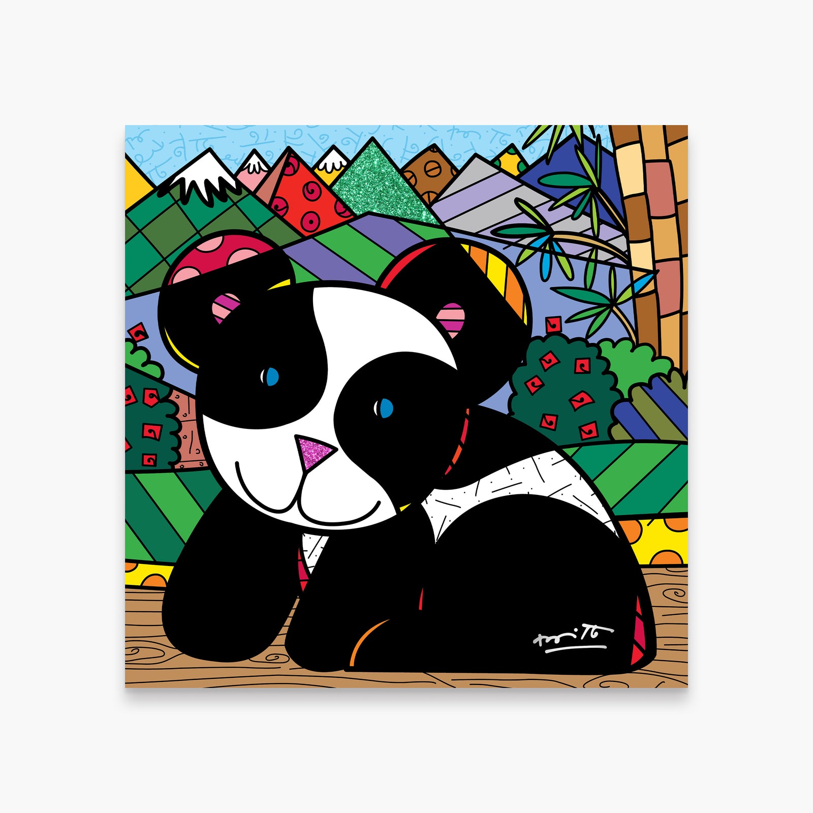Romero Britto blue eyes limited edition print  colorful pop art design