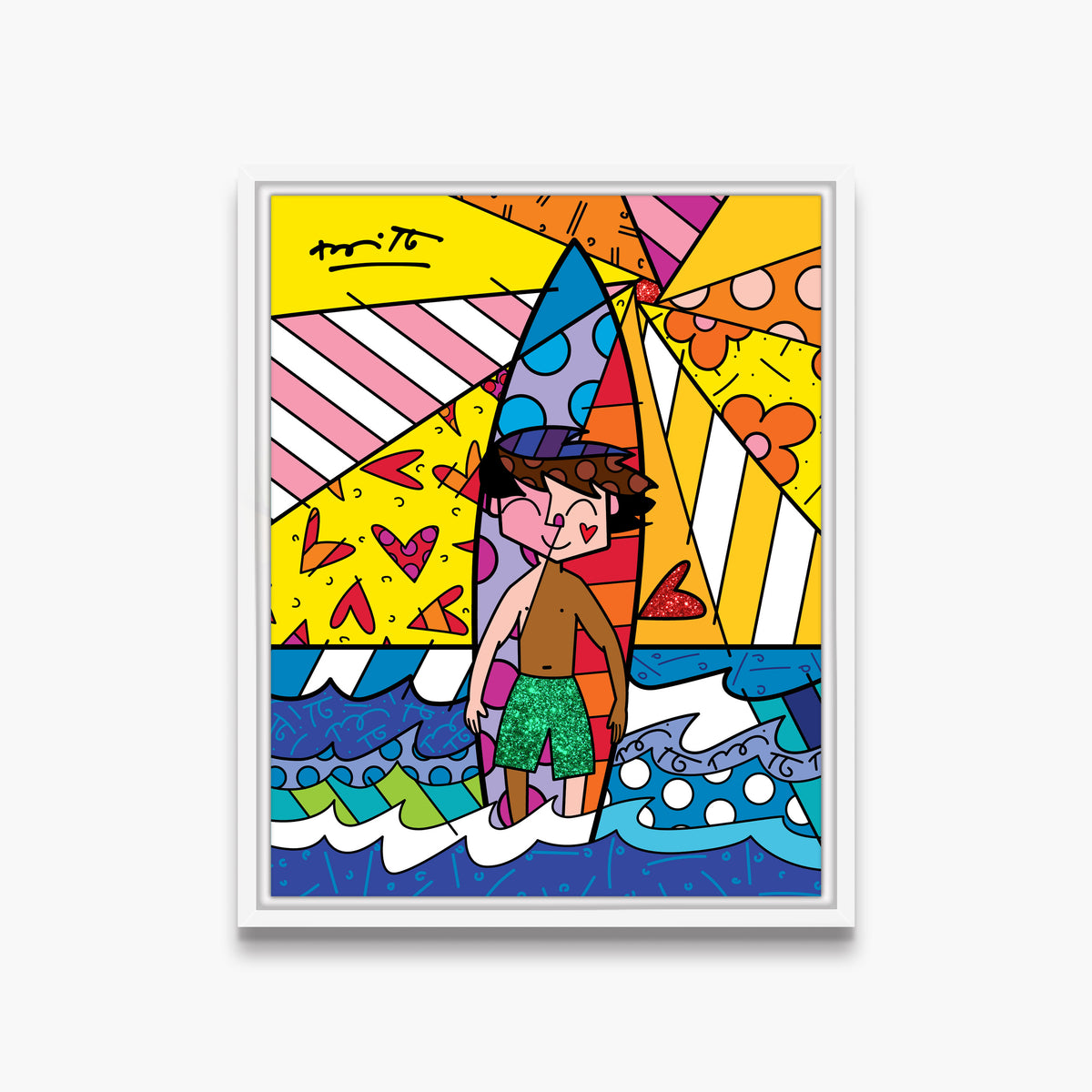 modern pop art surfing day limited edition print  vibrant home decor