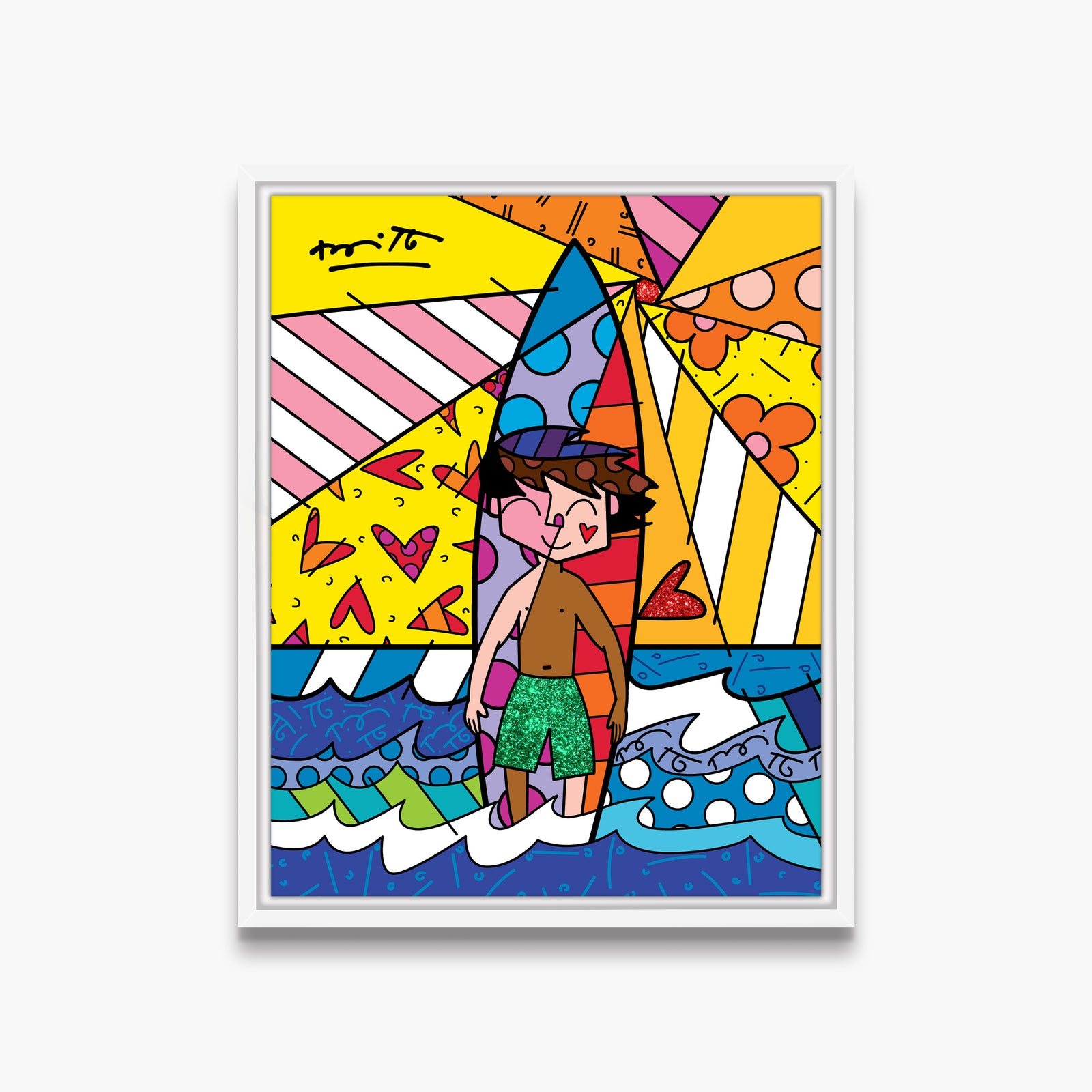 modern pop art surfing day limited edition print  vibrant home decor