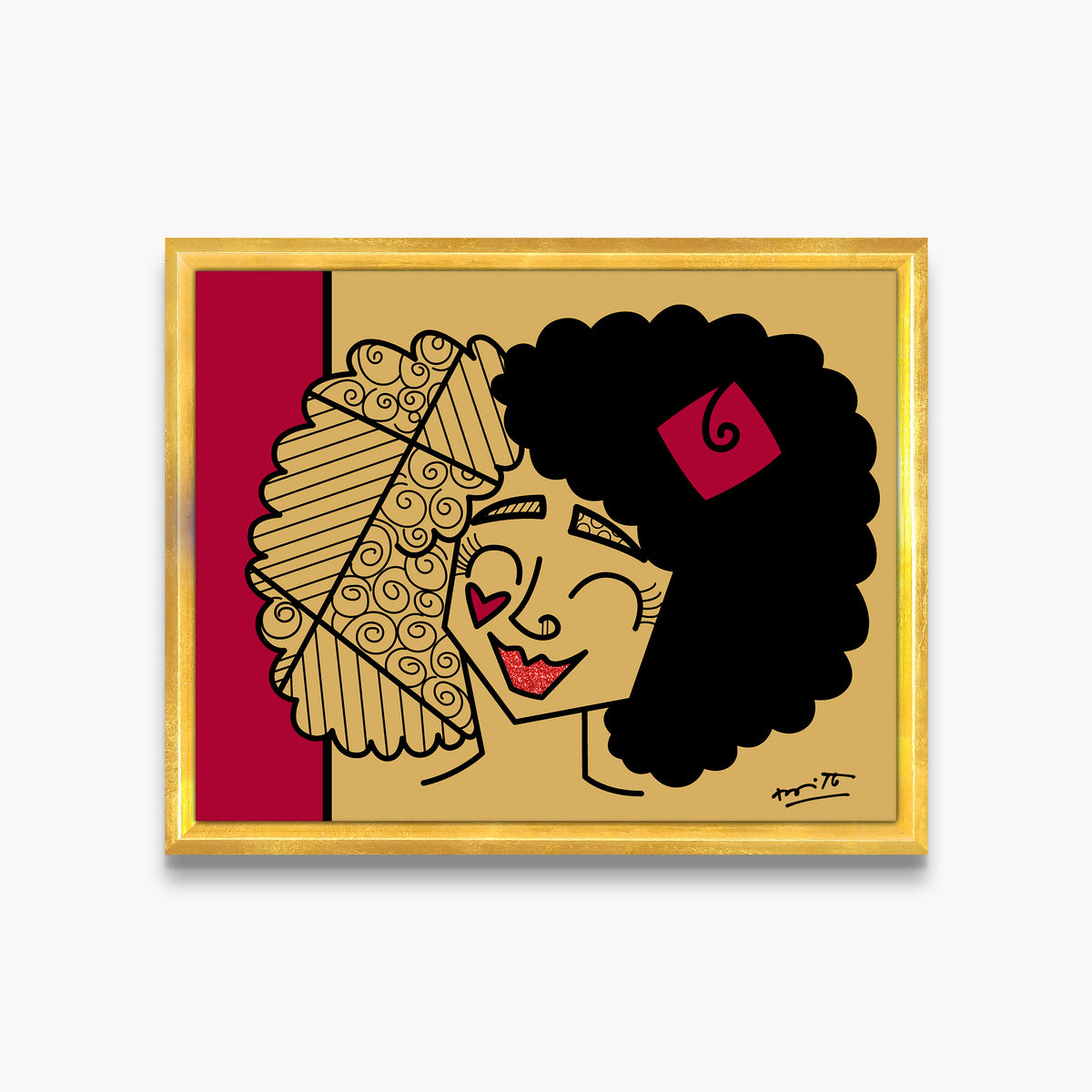 modern pop art golden girl limited edition print  vibrant home decor