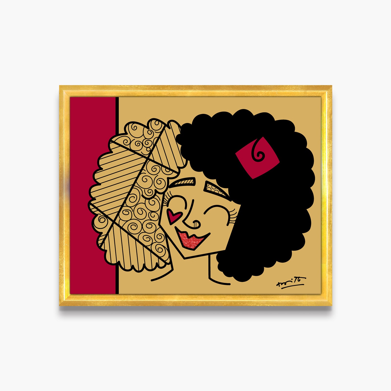 modern pop art golden girl limited edition print  vibrant home decor