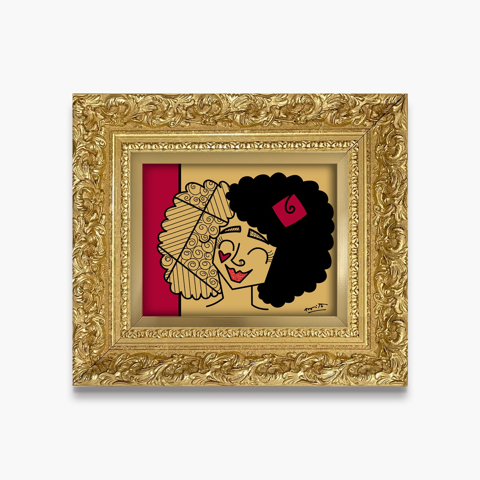 modern pop art golden girl limited edition print  vibrant home decor