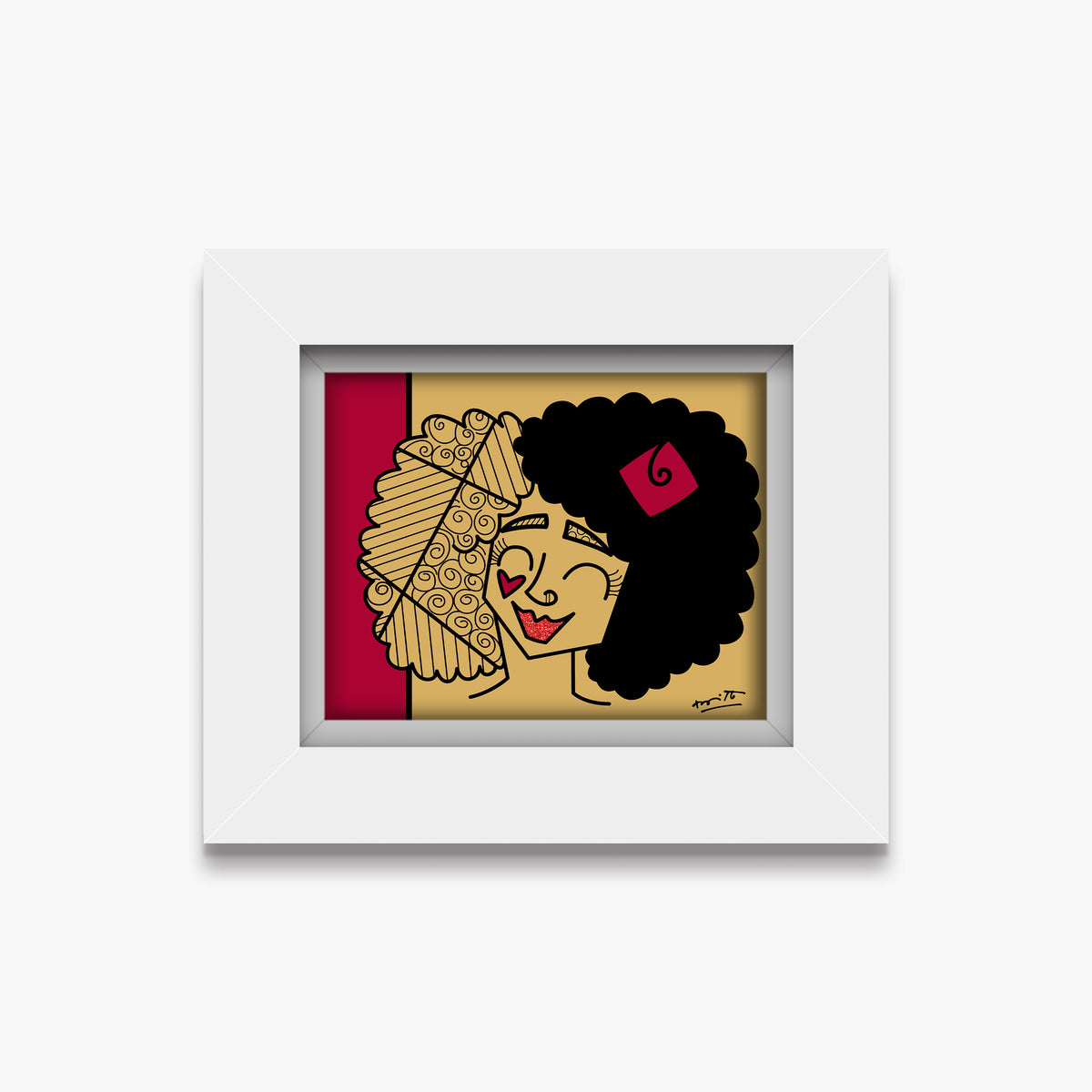 Romero Britto golden girl limited edition print  contemporary pop art piece