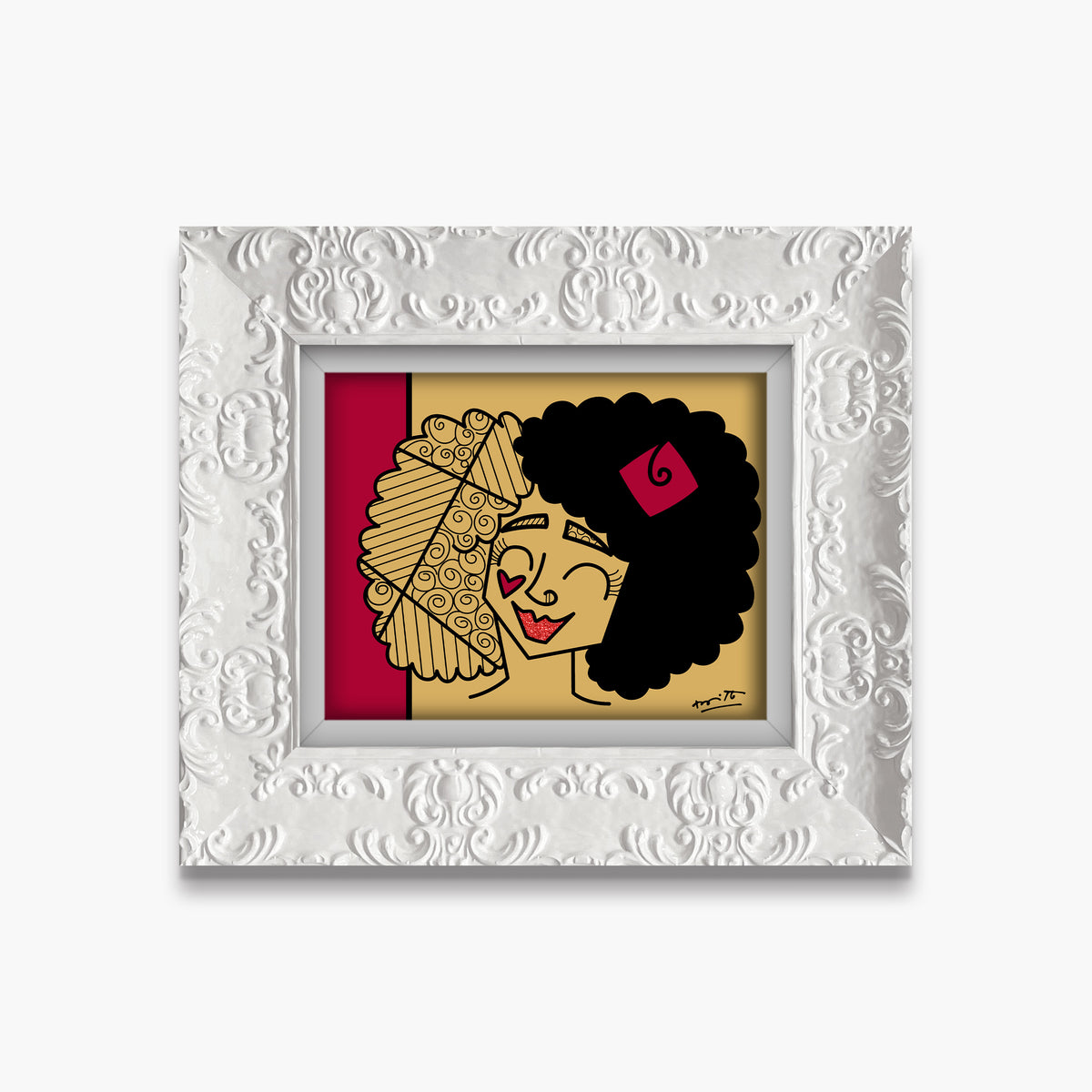 Romero Britto golden girl limited edition print  contemporary pop art piece