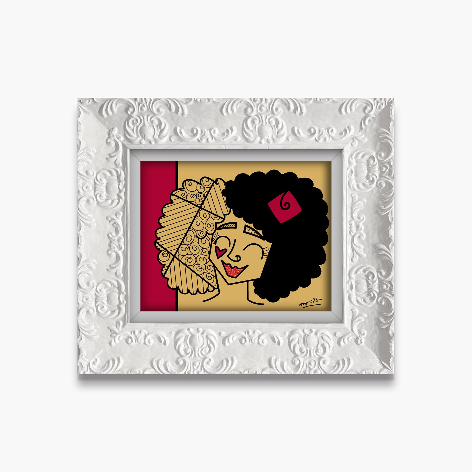Romero Britto golden girl limited edition print  contemporary pop art piece