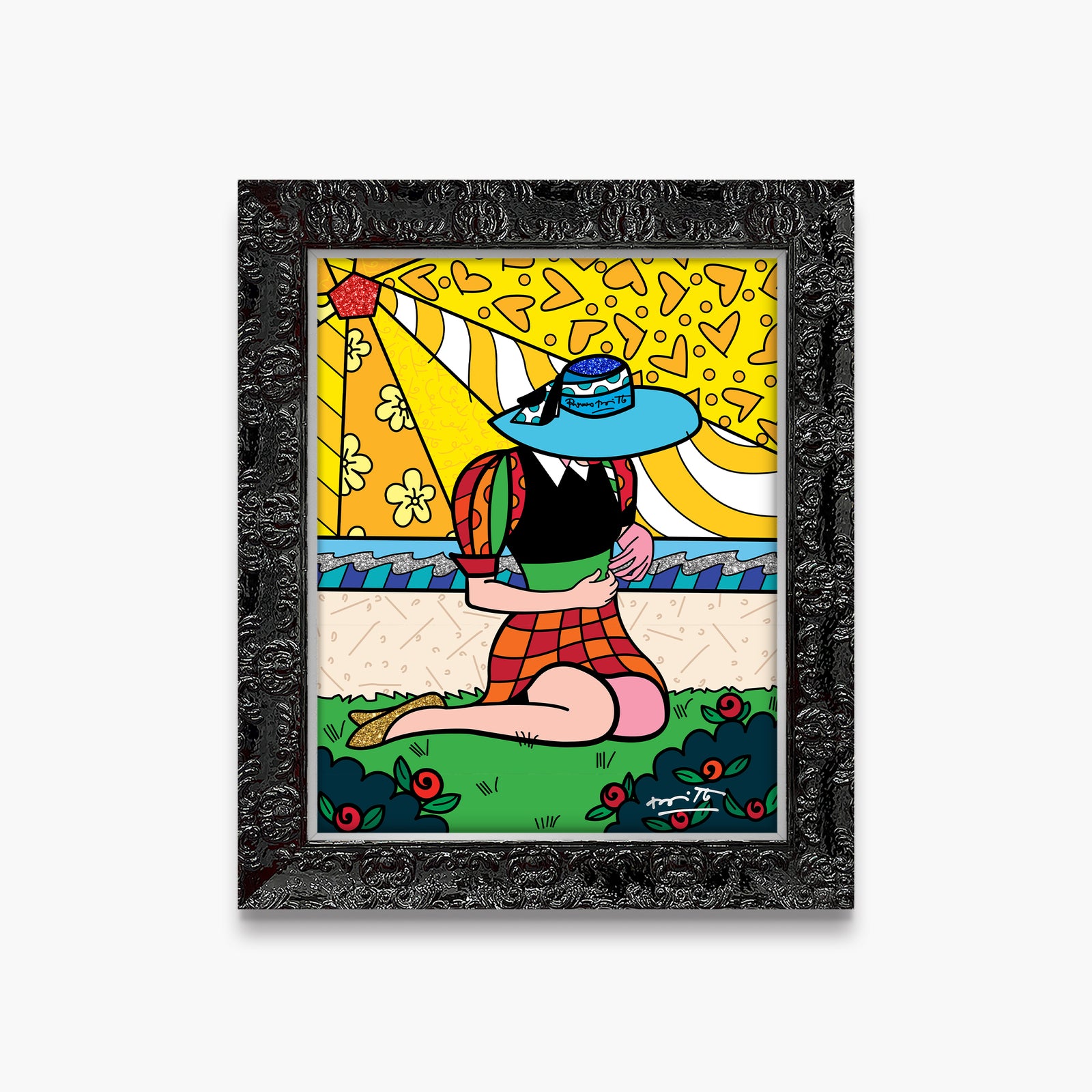 Romero Britto palm beach limited edition print  colorful pop art design