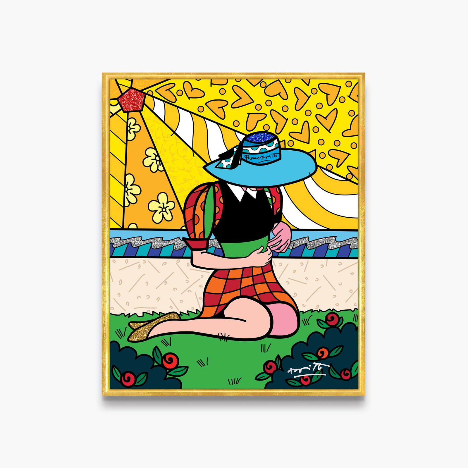 Romero Britto palm beach limited edition print  contemporary pop art piece