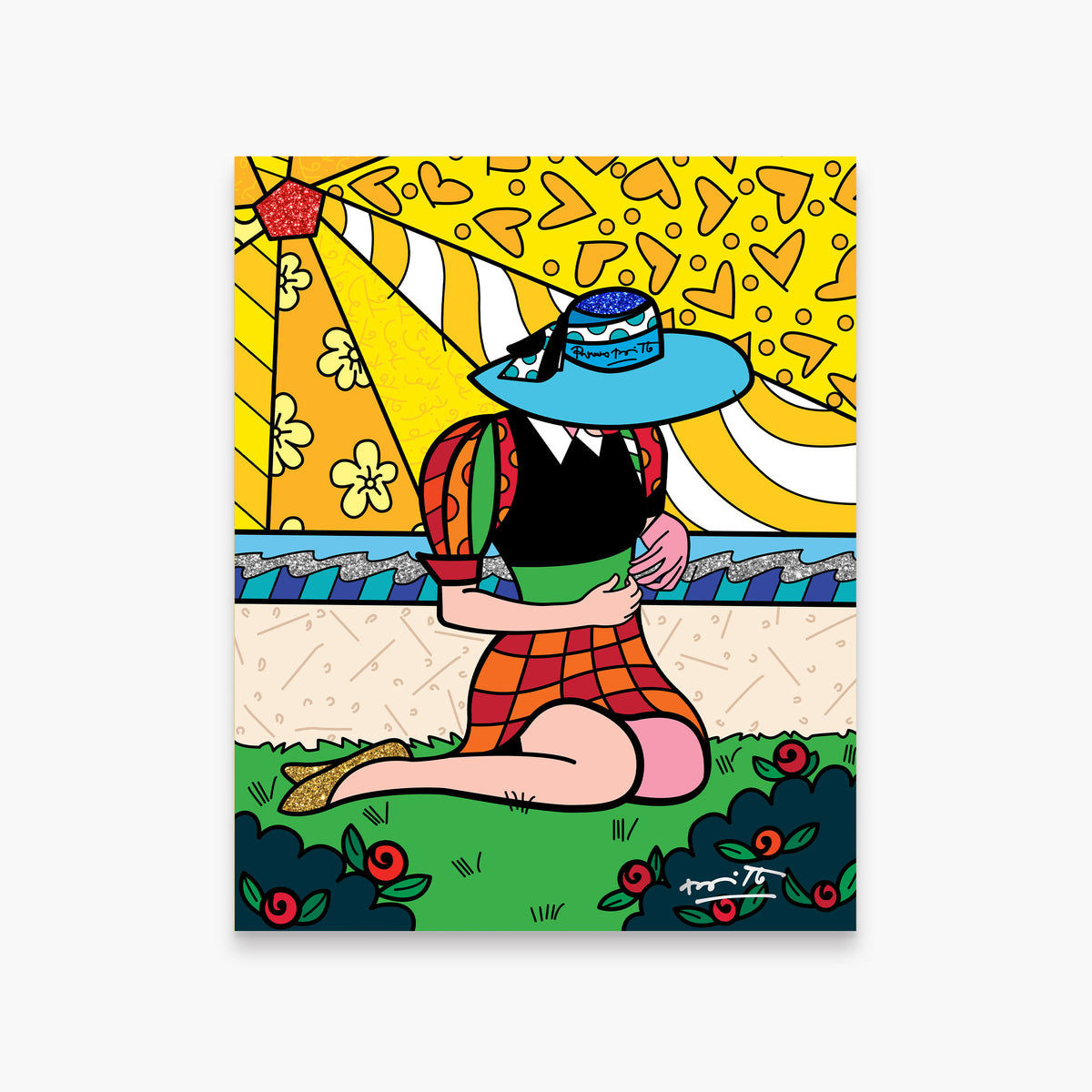 Romero Britto palm beach limited edition print  colorful pop art design