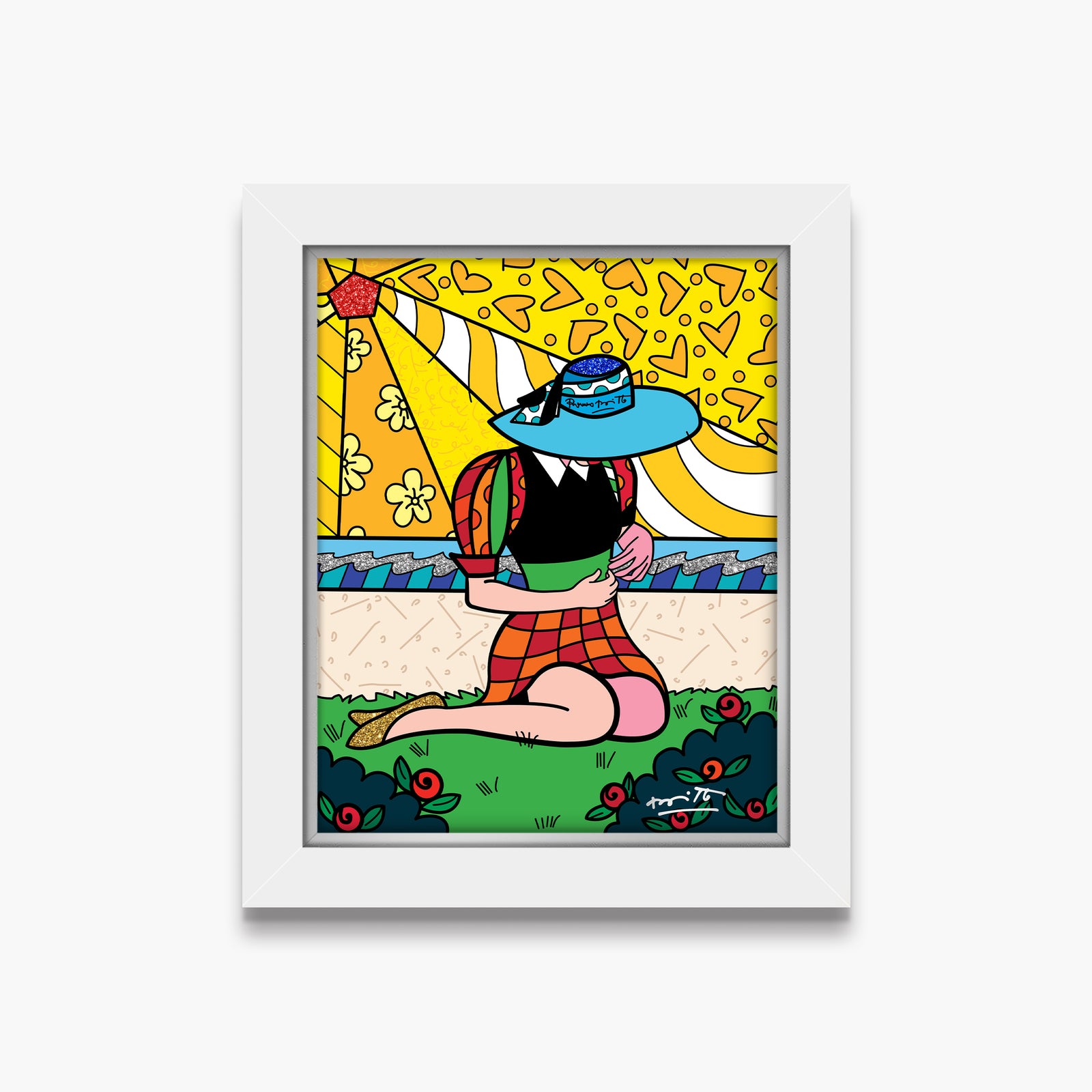 Romero Britto palm beach limited edition print  contemporary pop art piece