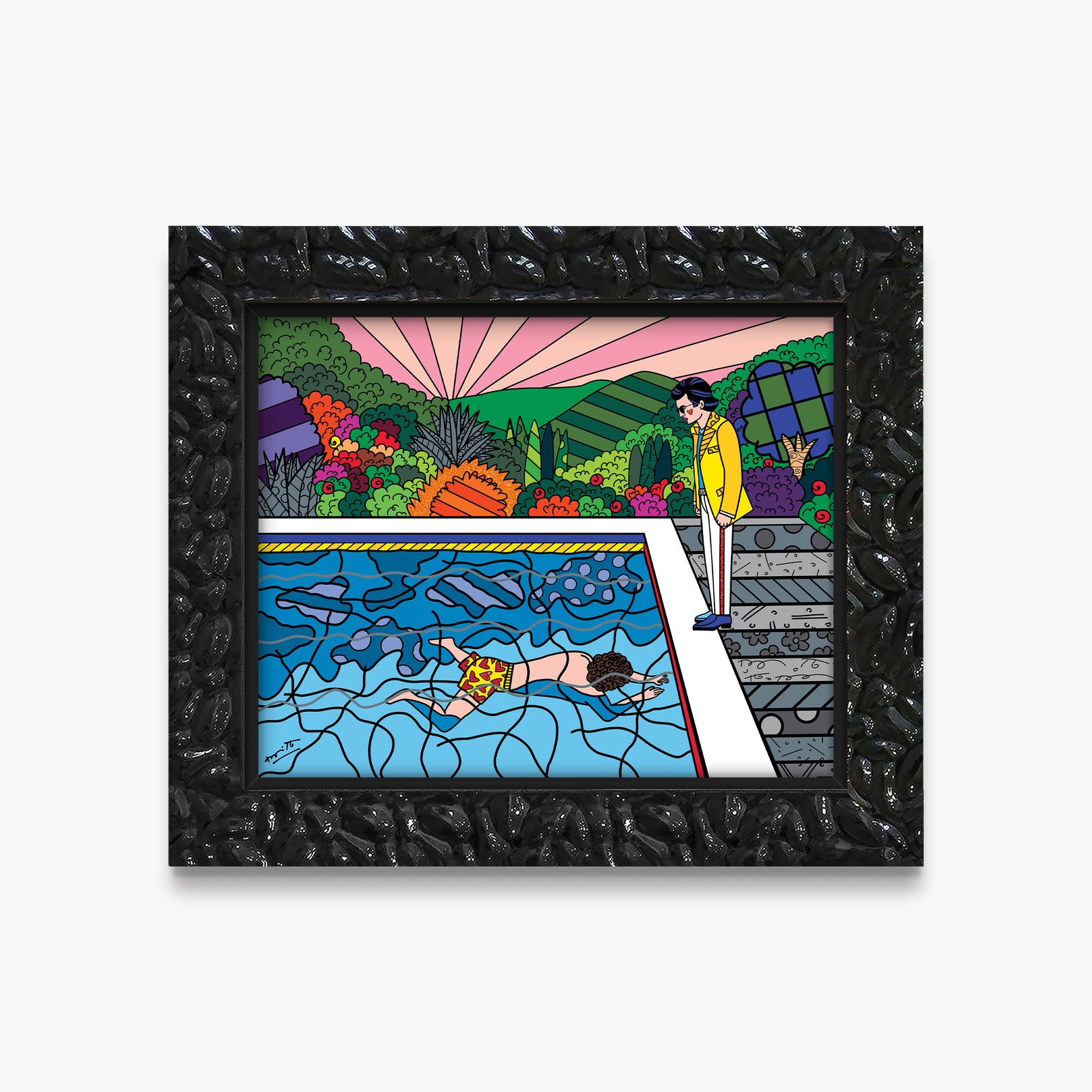 Romero Britto best friends limited edition print  colorful pop art design