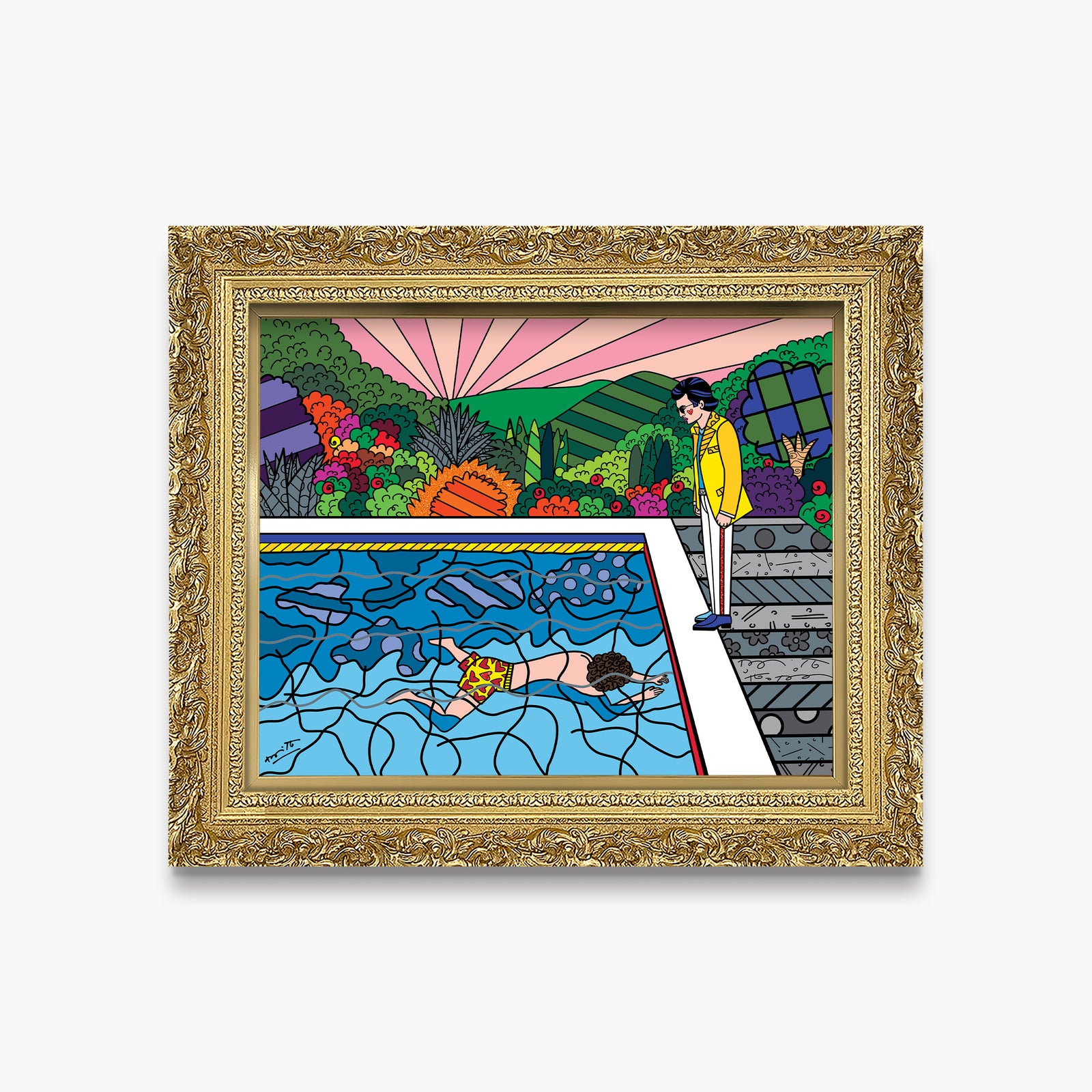 Romero Britto best friends limited edition print  contemporary pop art piece