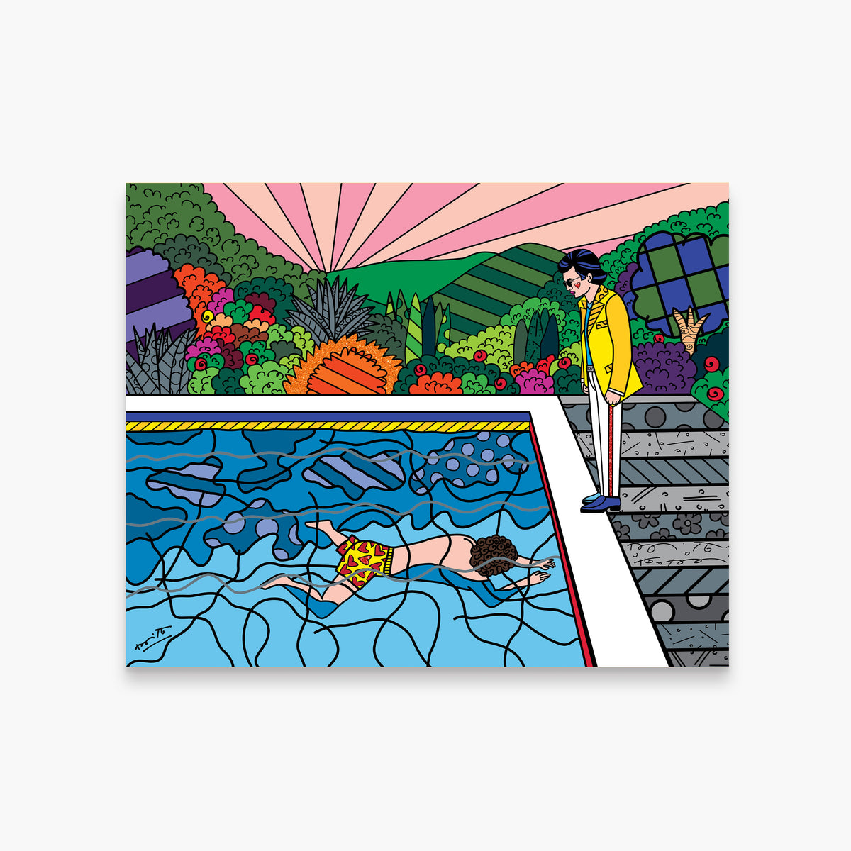 Romero Britto best friends limited edition print  colorful pop art design