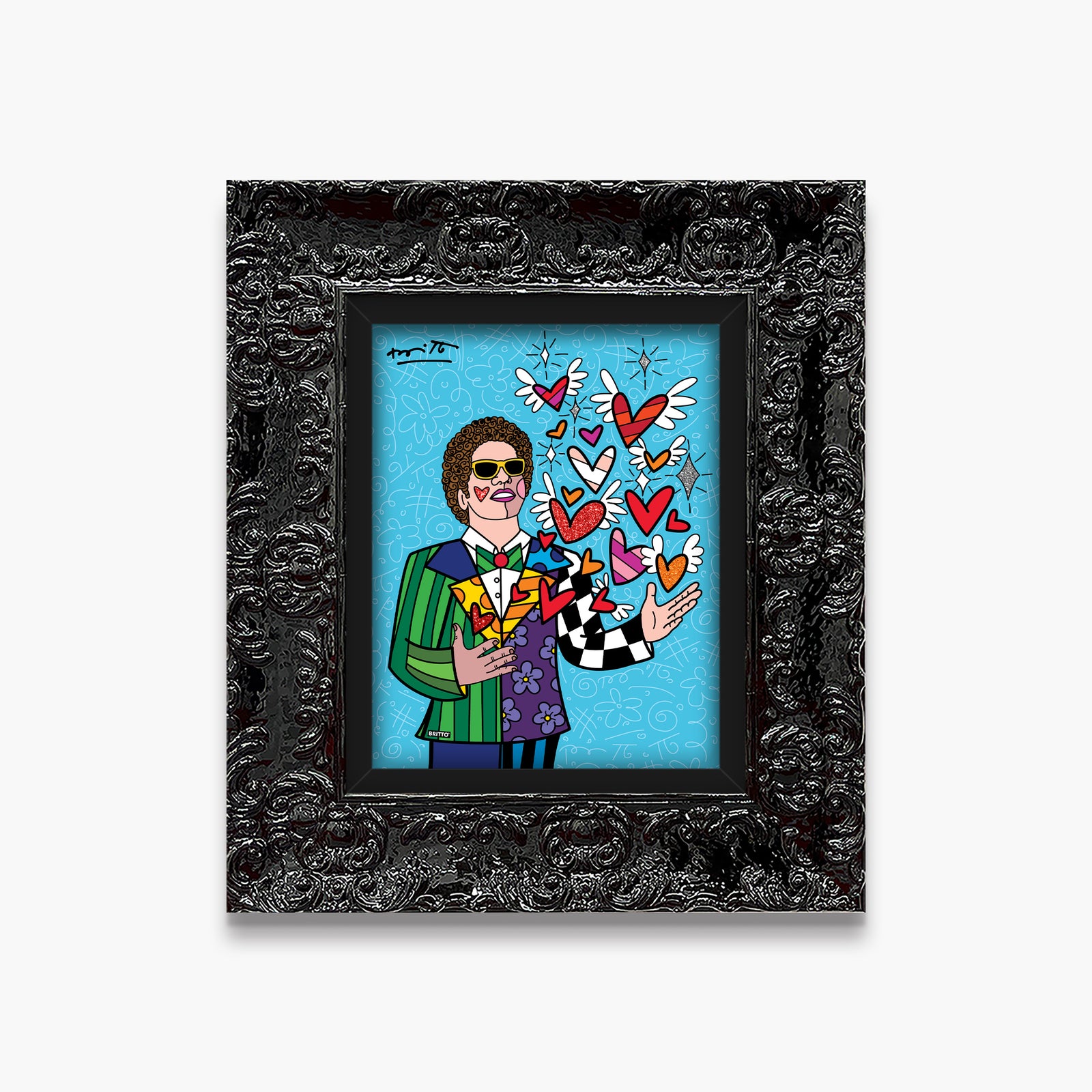 Romero Britto sharing love limited edition print  contemporary pop art piece
