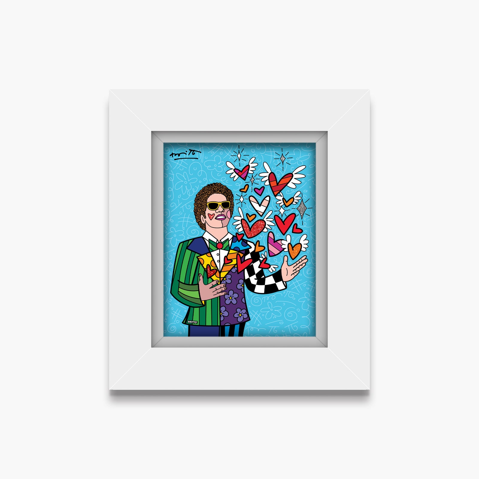 Romero Britto sharing love limited edition print  contemporary pop art piece