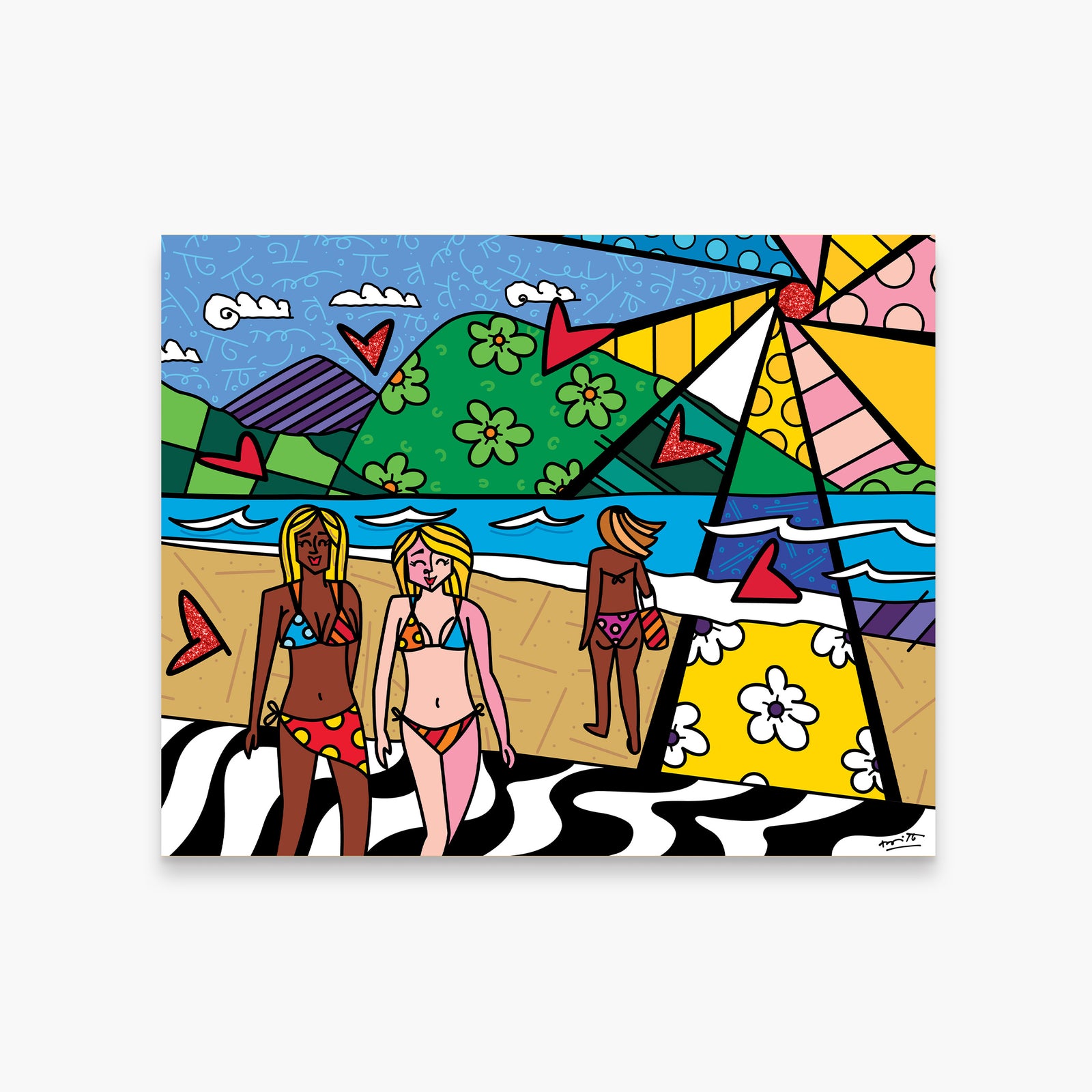 Romero Britto copacabana limited edition print  colorful pop art design