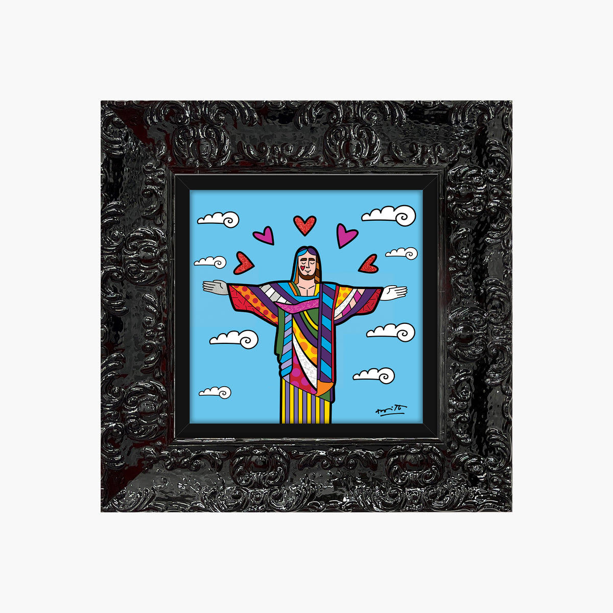 Romero Britto christ the redeemer limited edition  contemporary pop art piece