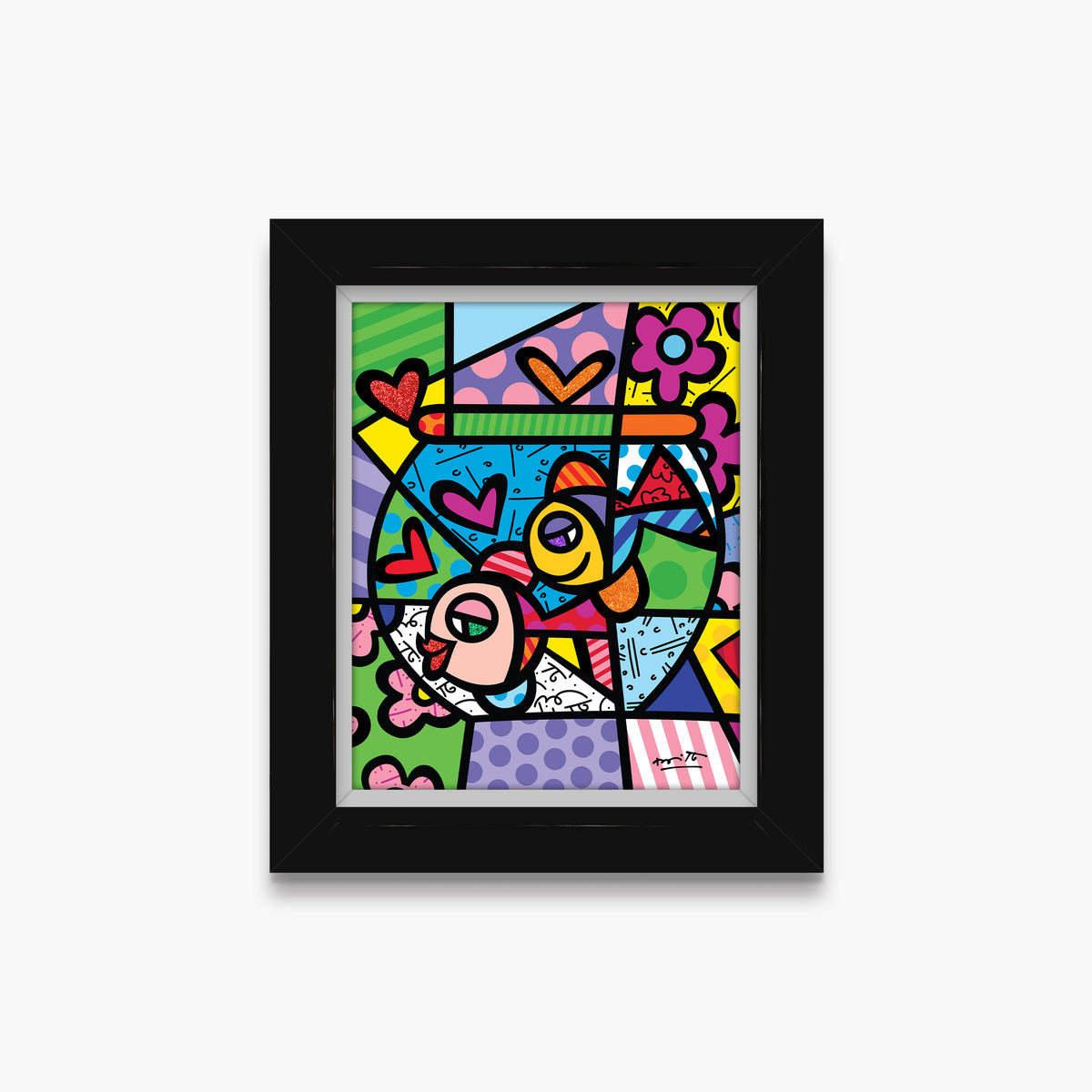 Romero Britto bowl of romance limited edition  colorful pop art design
