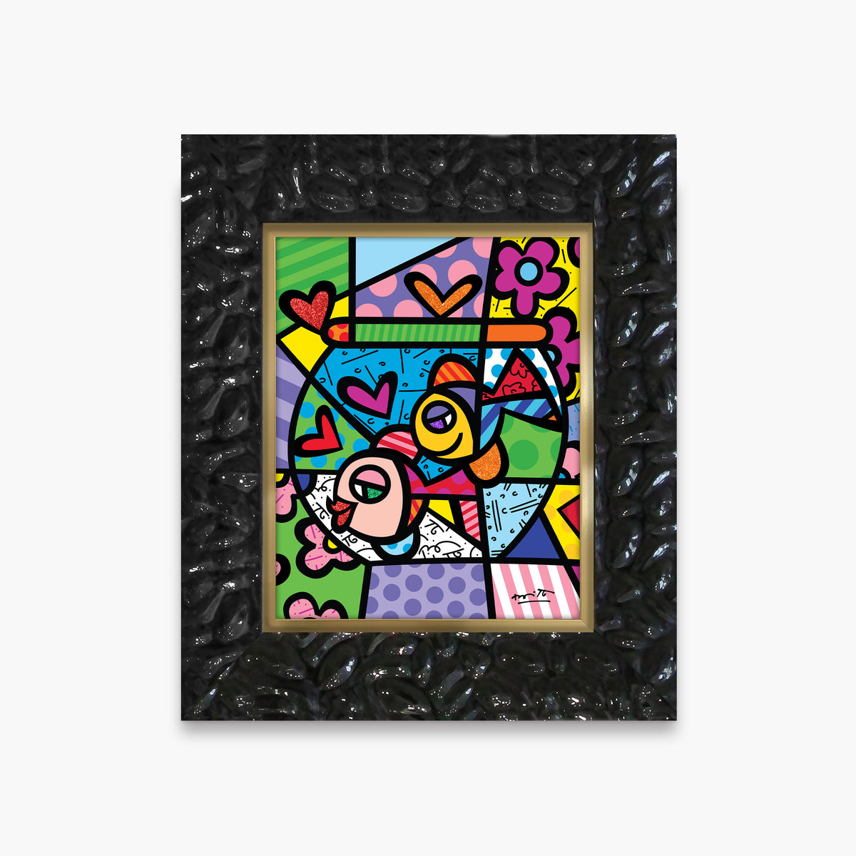 Romero Britto bowl of romance limited edition  contemporary pop art piece
