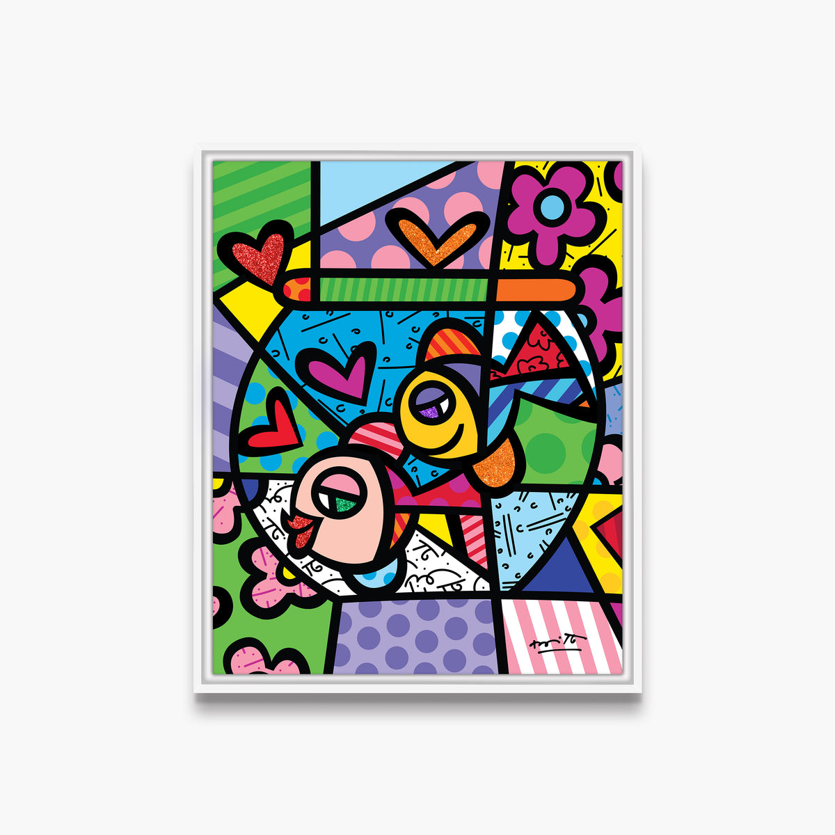 Romero Britto bowl of romance limited edition  colorful pop art design