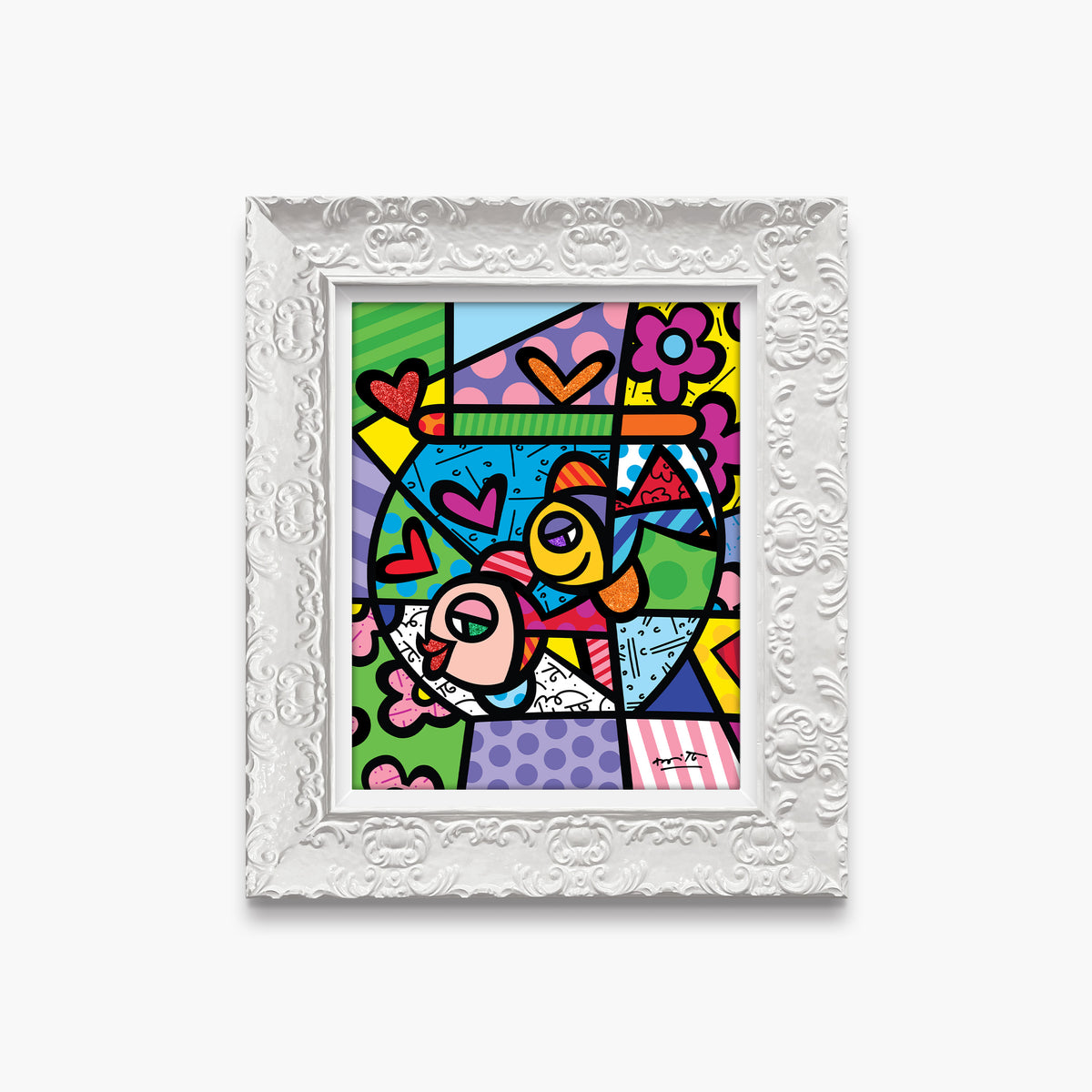 Romero Britto bowl of romance limited edition  contemporary pop art piece