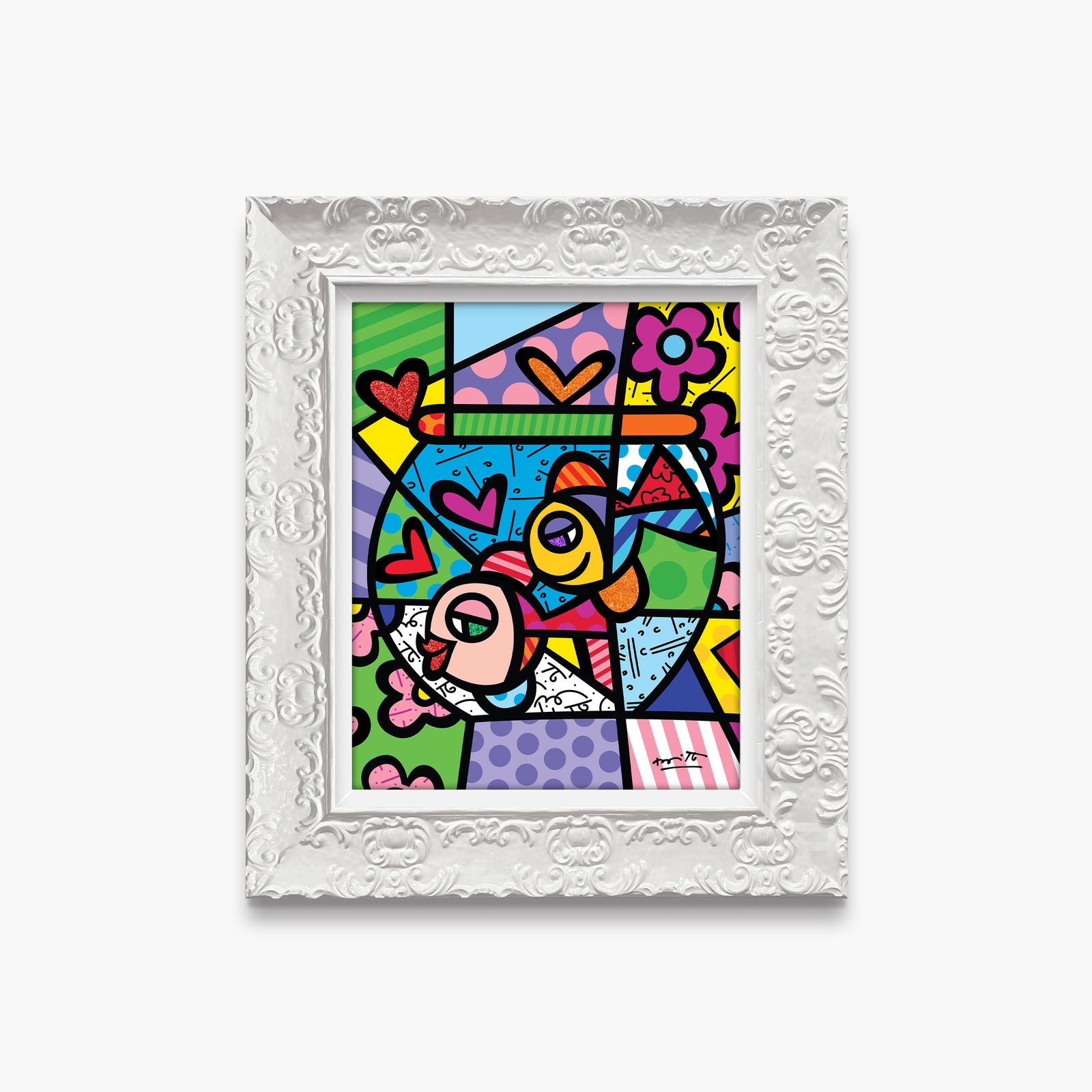 Romero Britto bowl of romance limited edition  contemporary pop art piece