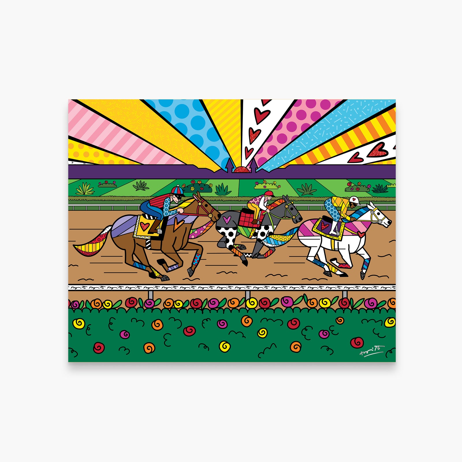 Romero Britto kentucky derby limited edition print  colorful pop art design