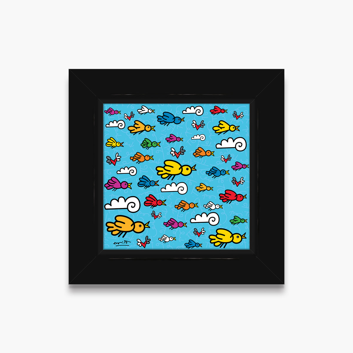 Romero Britto the flock limited edition print  colorful pop art design