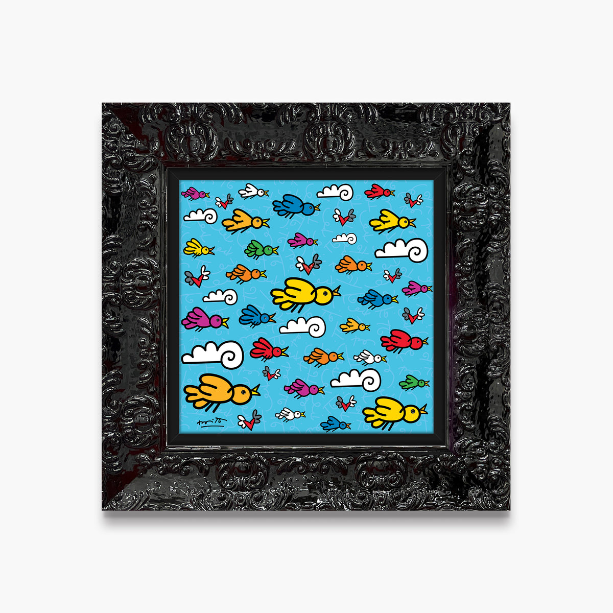 Romero Britto the flock limited edition print  contemporary pop art piece