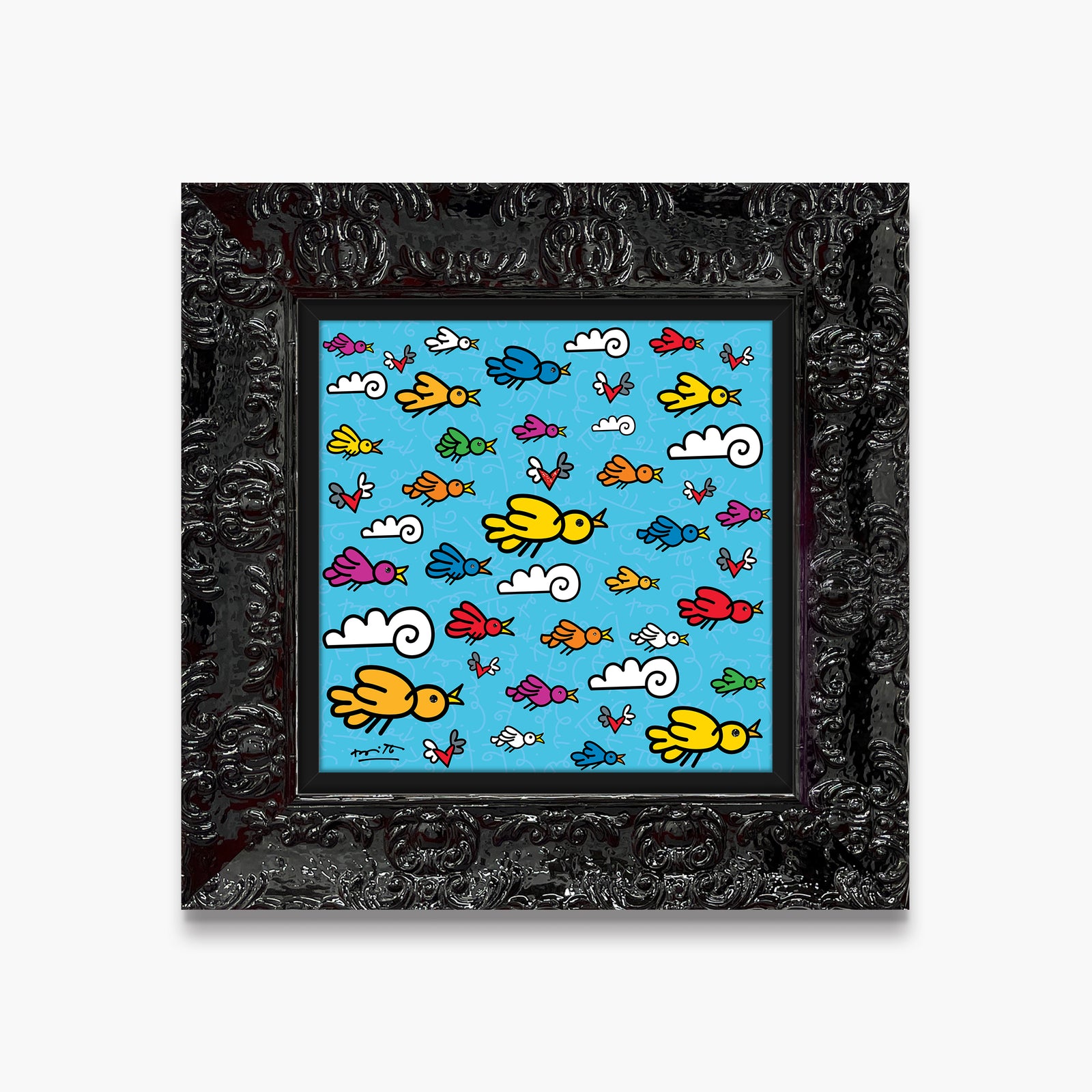 Romero Britto the flock limited edition print  contemporary pop art piece