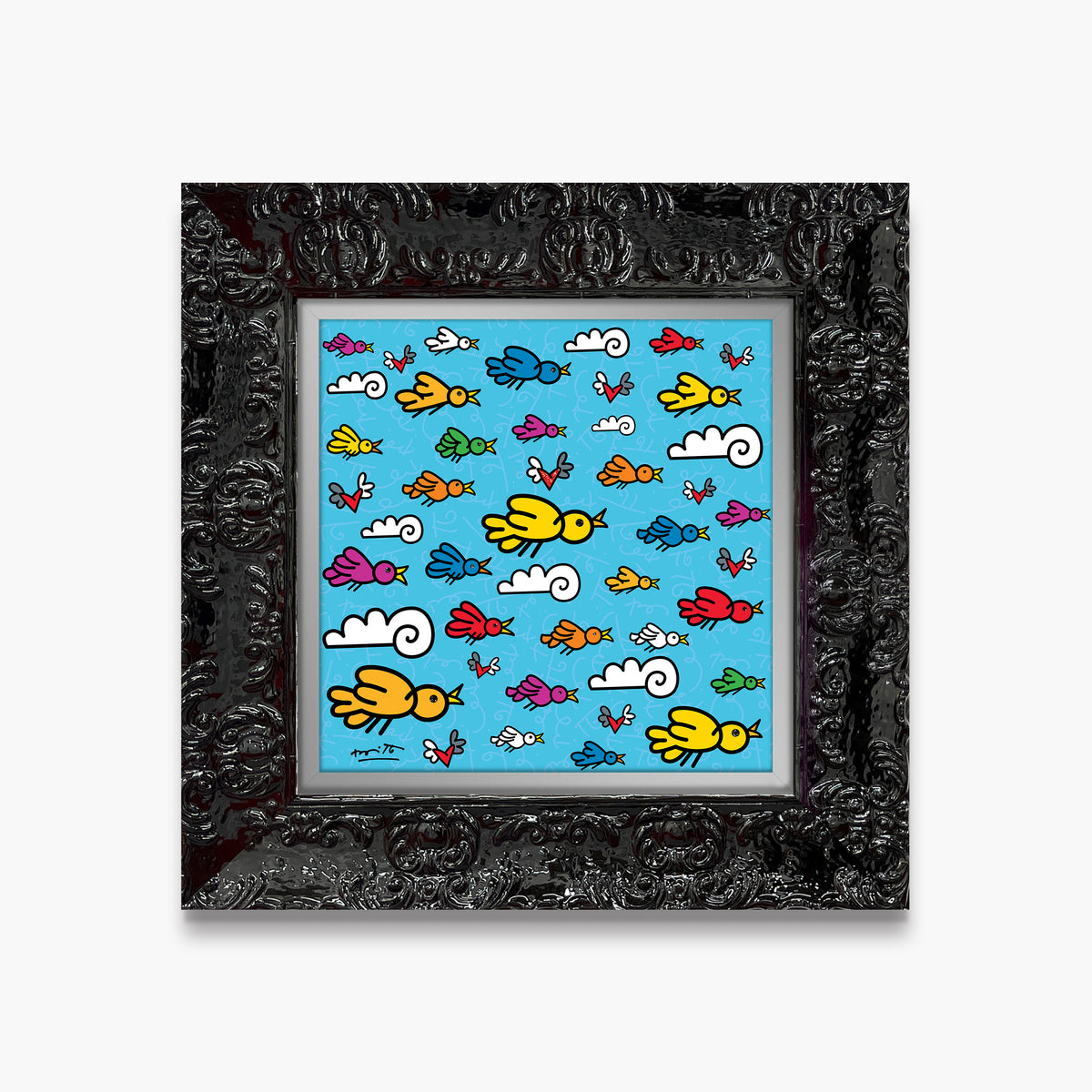 Romero Britto the flock limited edition print  colorful pop art design