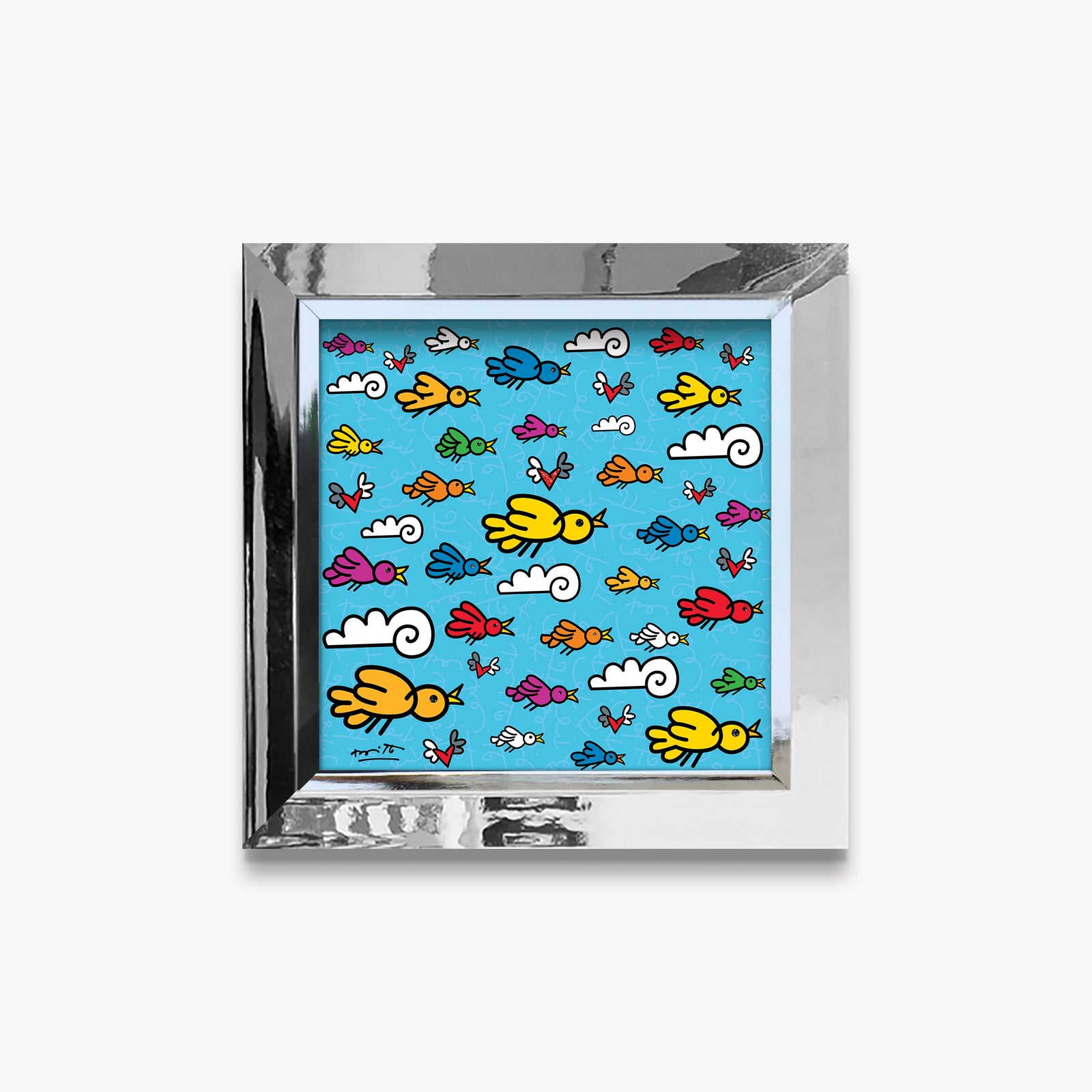 Romero Britto the flock limited edition print  colorful pop art design