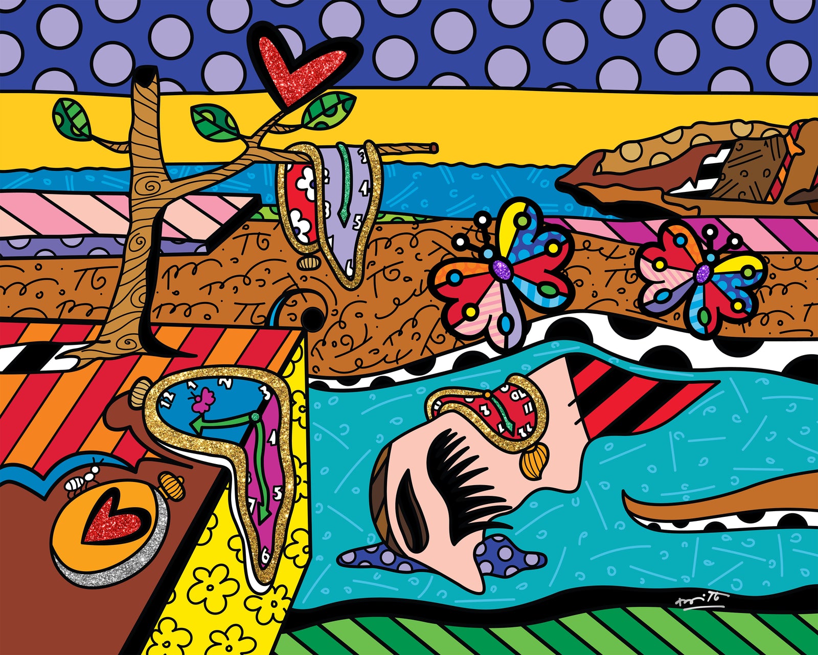 Romero Britto surreal love limited edition print  colorful pop art design
