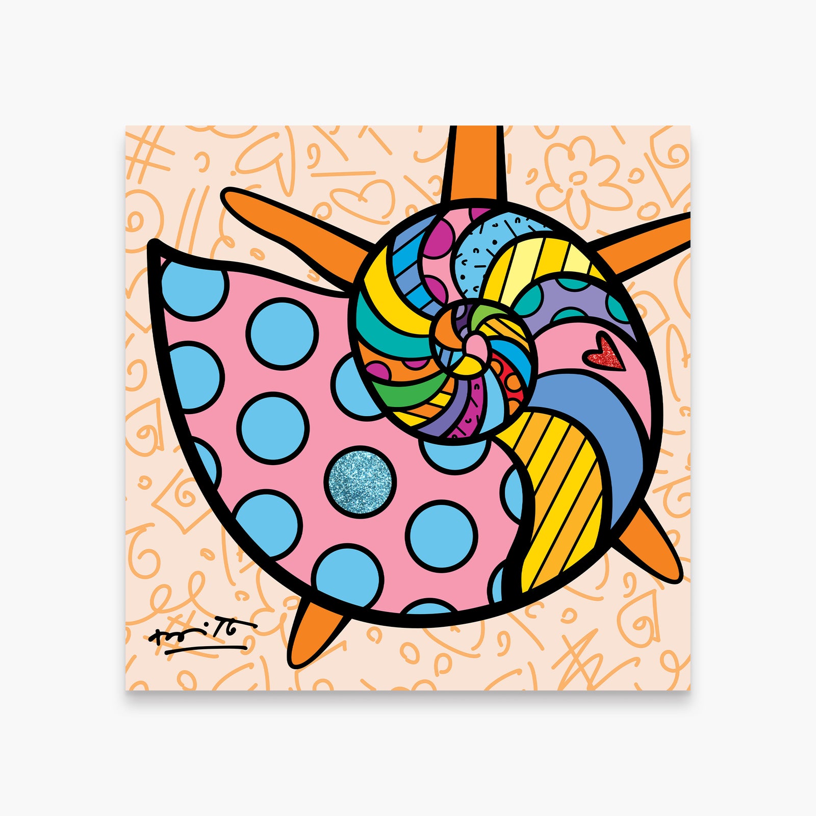 Romero Britto sunny isles seashell limited edition  colorful pop art design