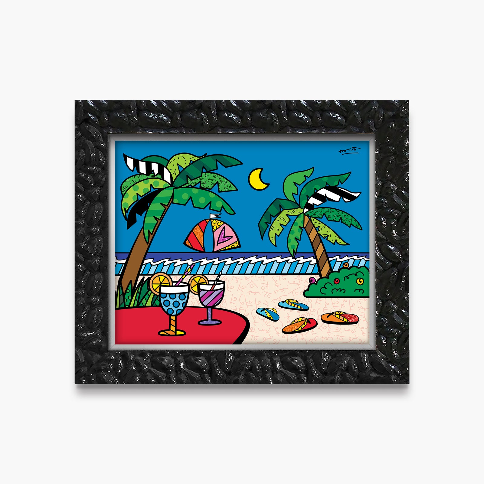 Romero Britto evening beach limited edition print  contemporary pop art piece