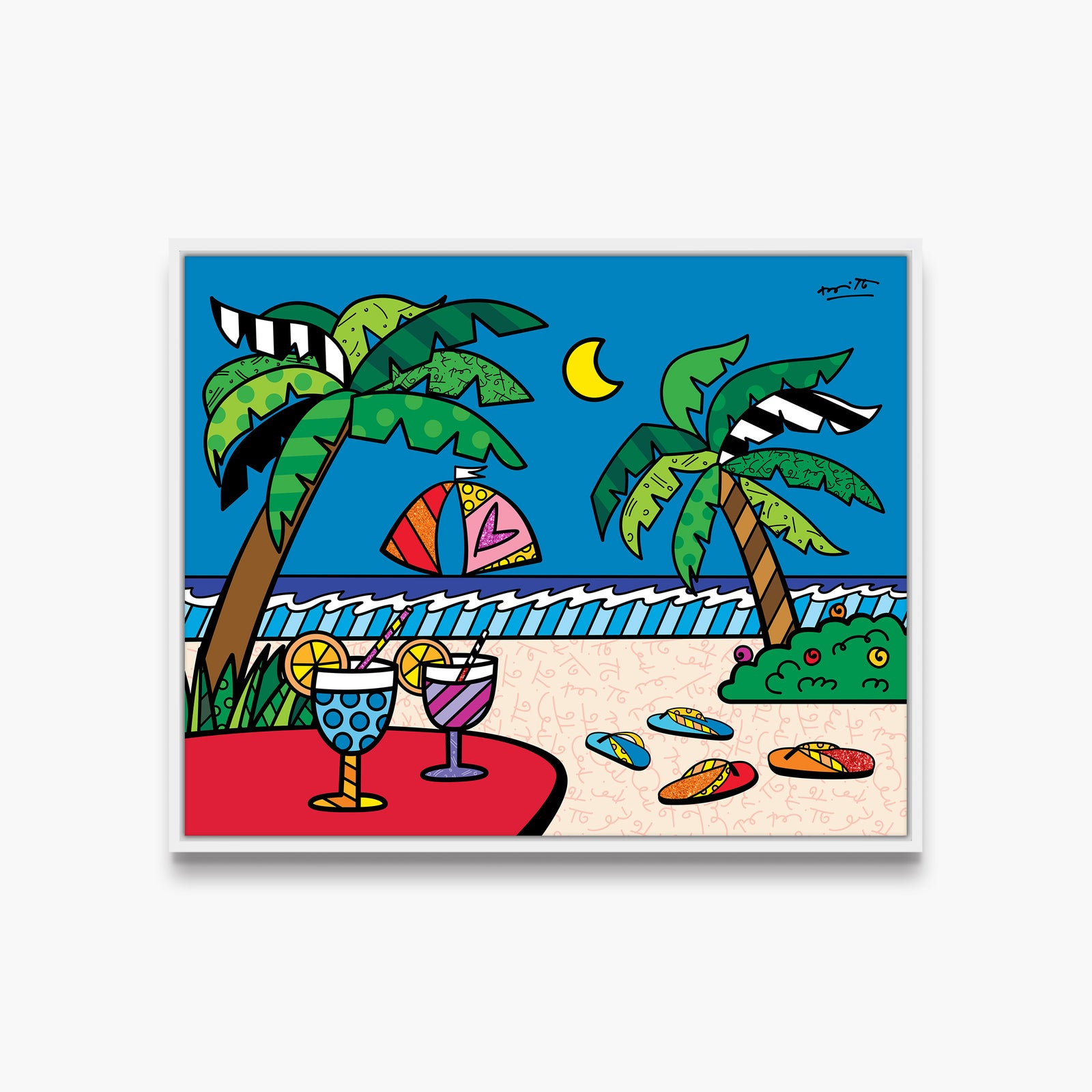 modern pop art evening beach limited edition print  vibrant home decor