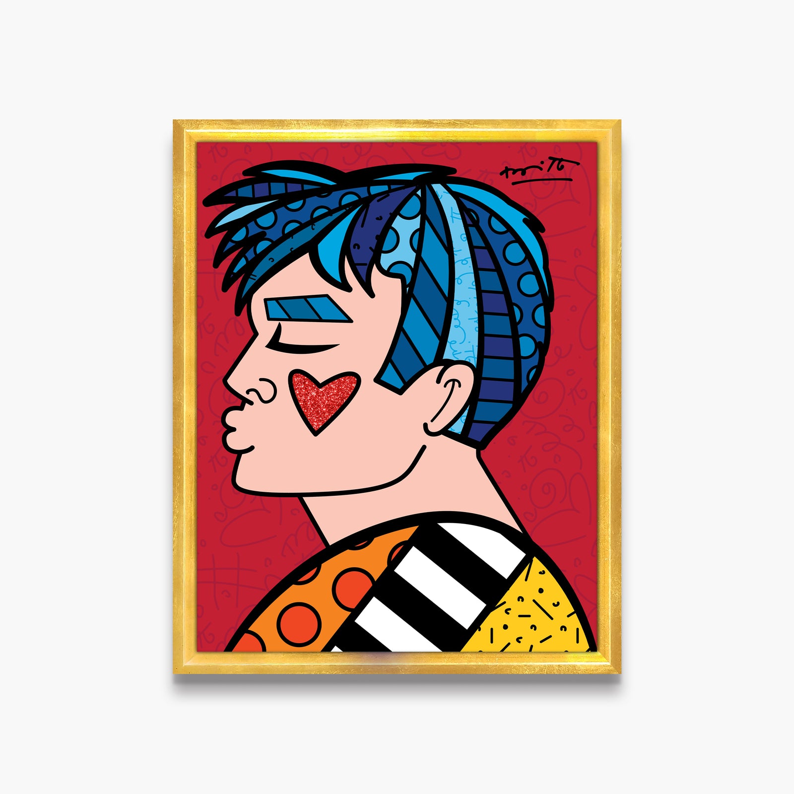 Romero Britto just love me limited edition  contemporary pop art piece