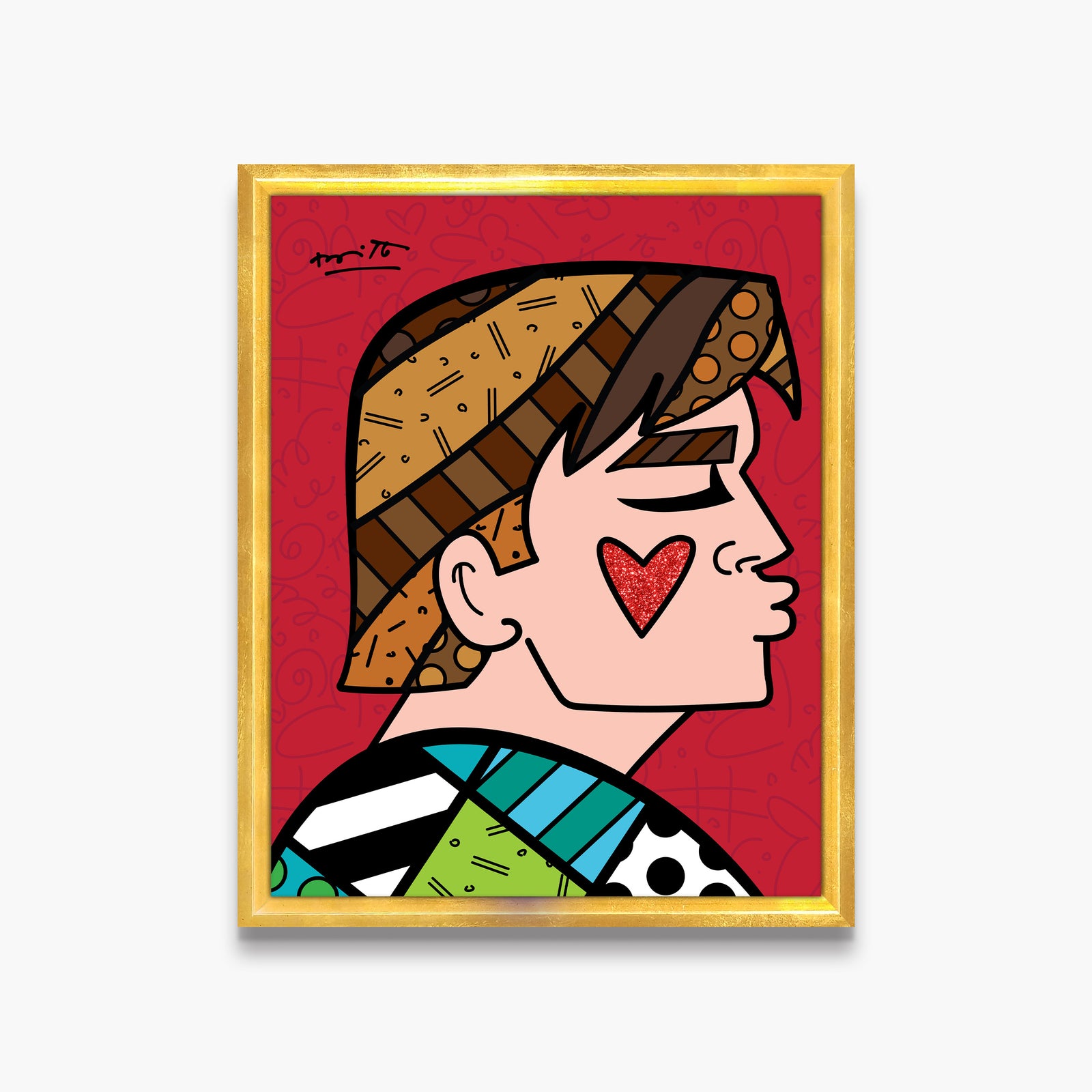 Romero Britto just love me limited edition  contemporary pop art piece