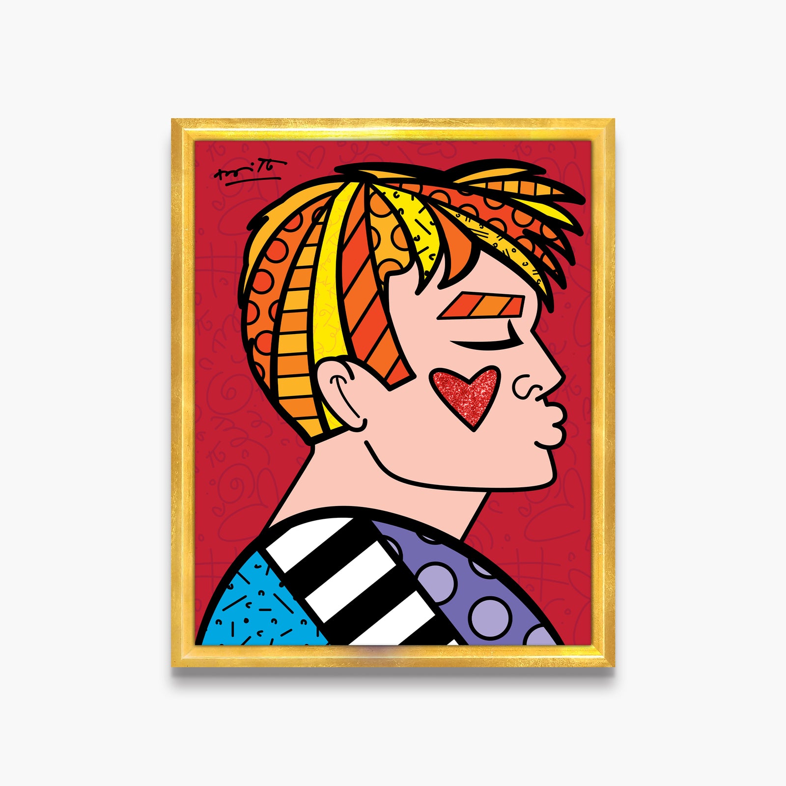 Romero Britto just love me limited edition  contemporary pop art piece