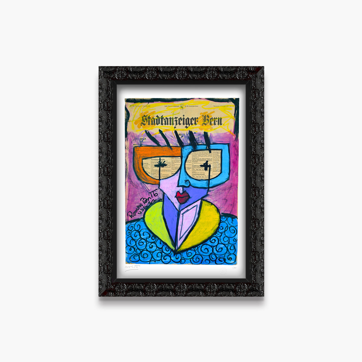 Romero Britto swiss lady limited edition print  contemporary pop art piece