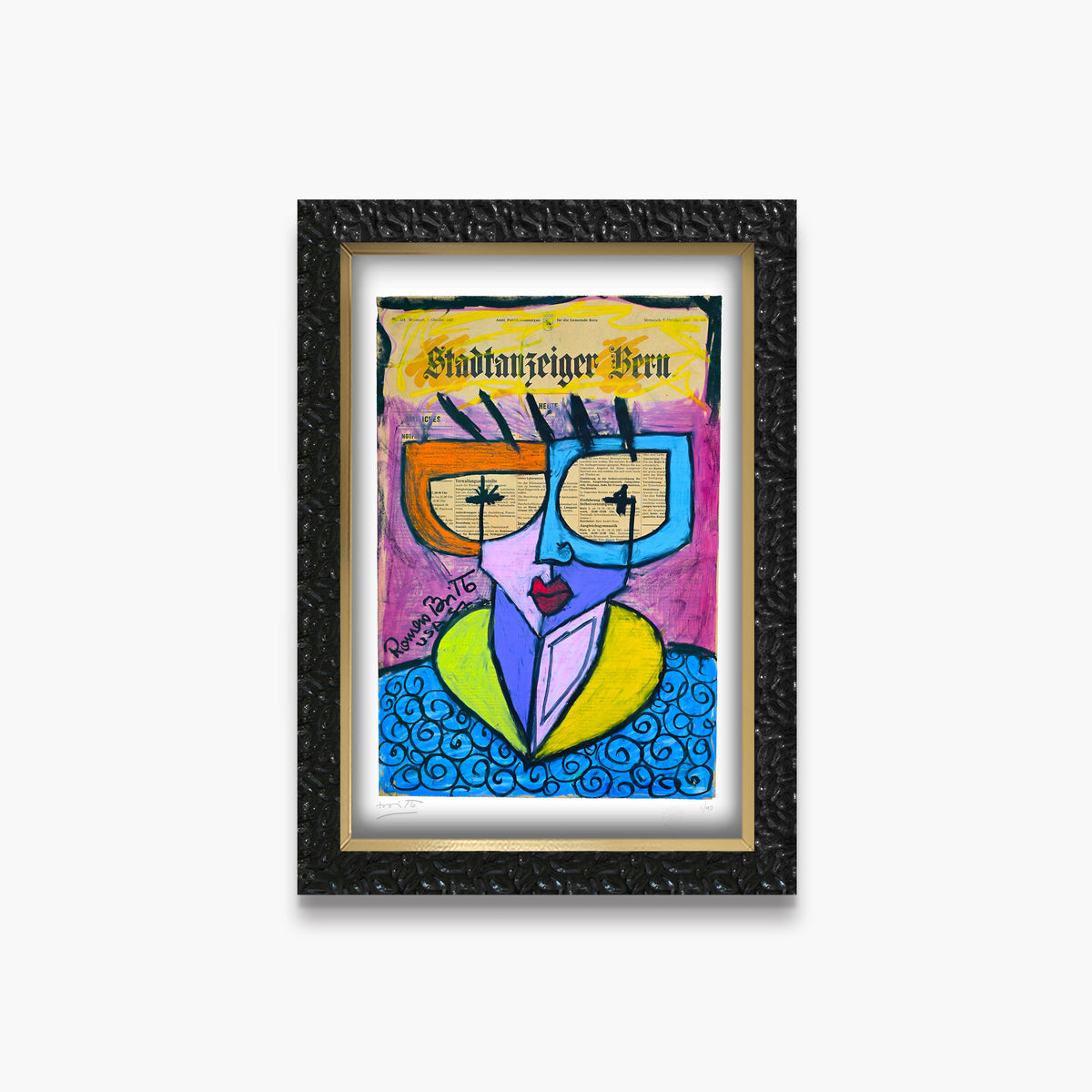 Romero Britto swiss lady limited edition print  colorful pop art design