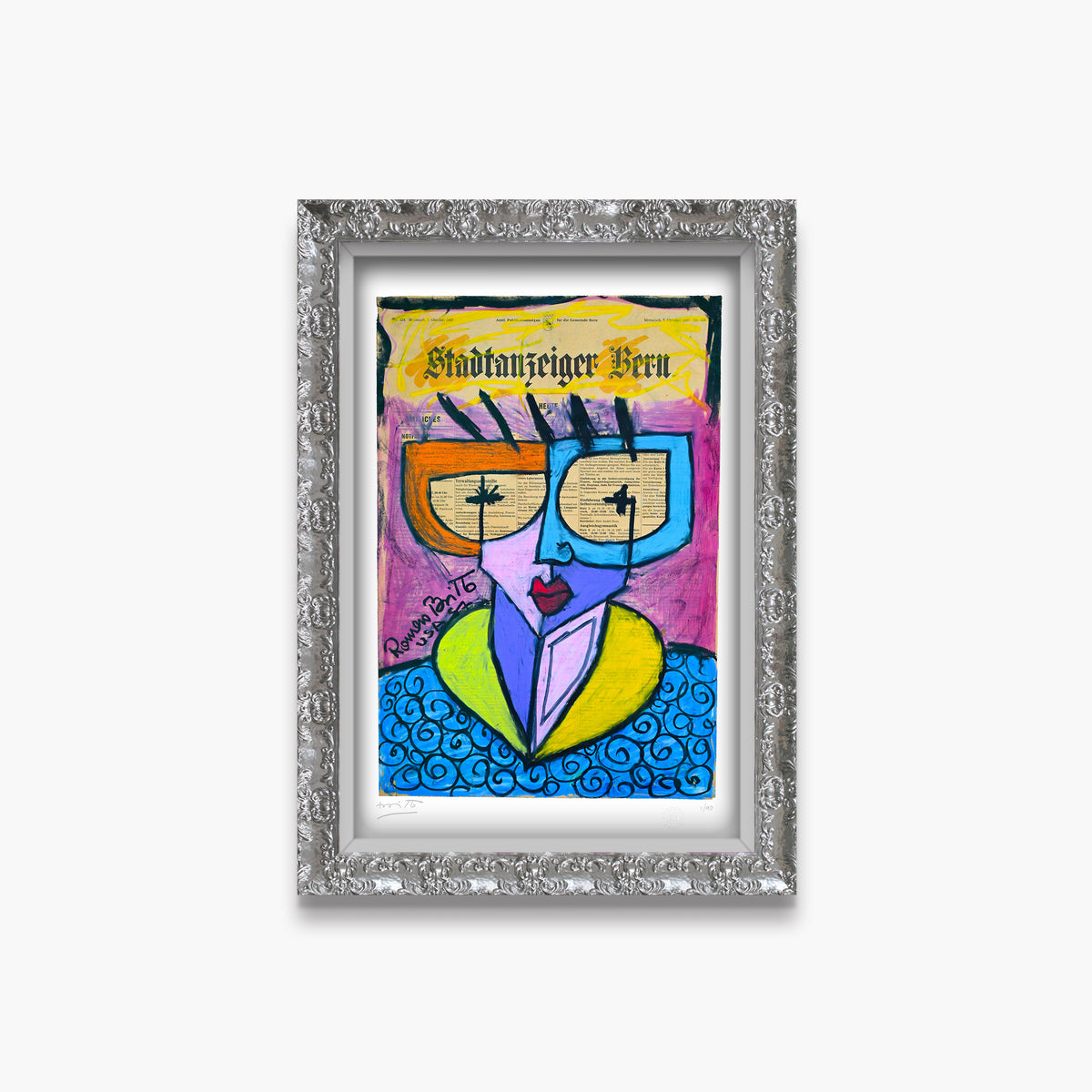 swiss lady limited edition print  colorful decorative collectible gift idea