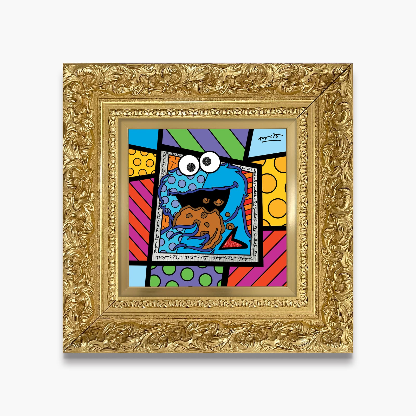 Romero Britto cookie monster sesame street limited  contemporary pop art piece