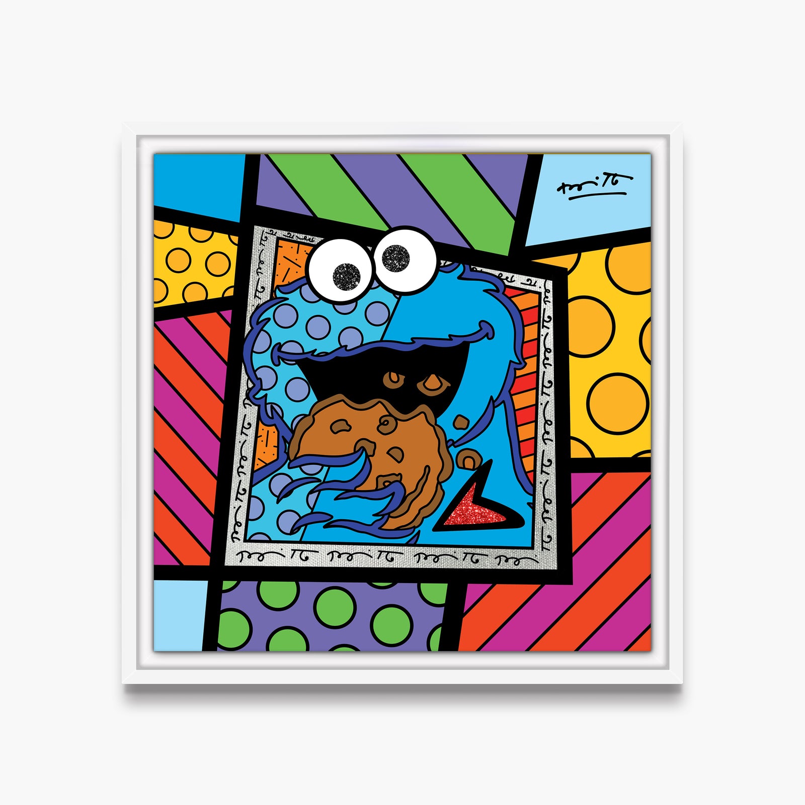 Romero Britto cookie monster sesame street limited  contemporary pop art piece