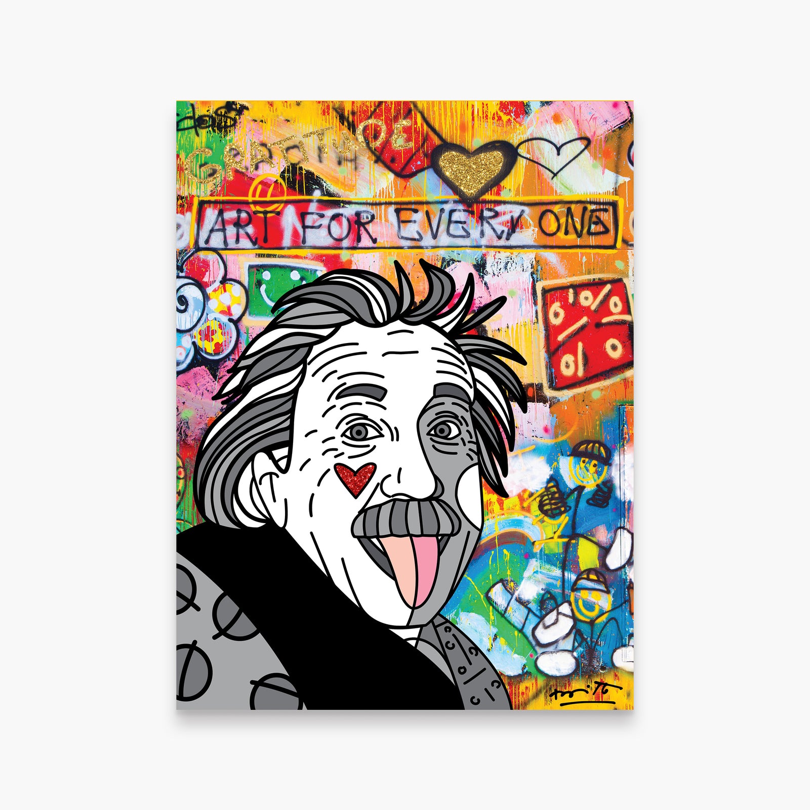 Romero Britto genius einstein limited edition print  colorful pop art design