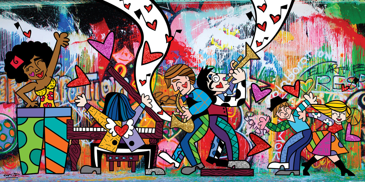 Romero Britto bohemian rhapsody limited edition print  colorful pop art design