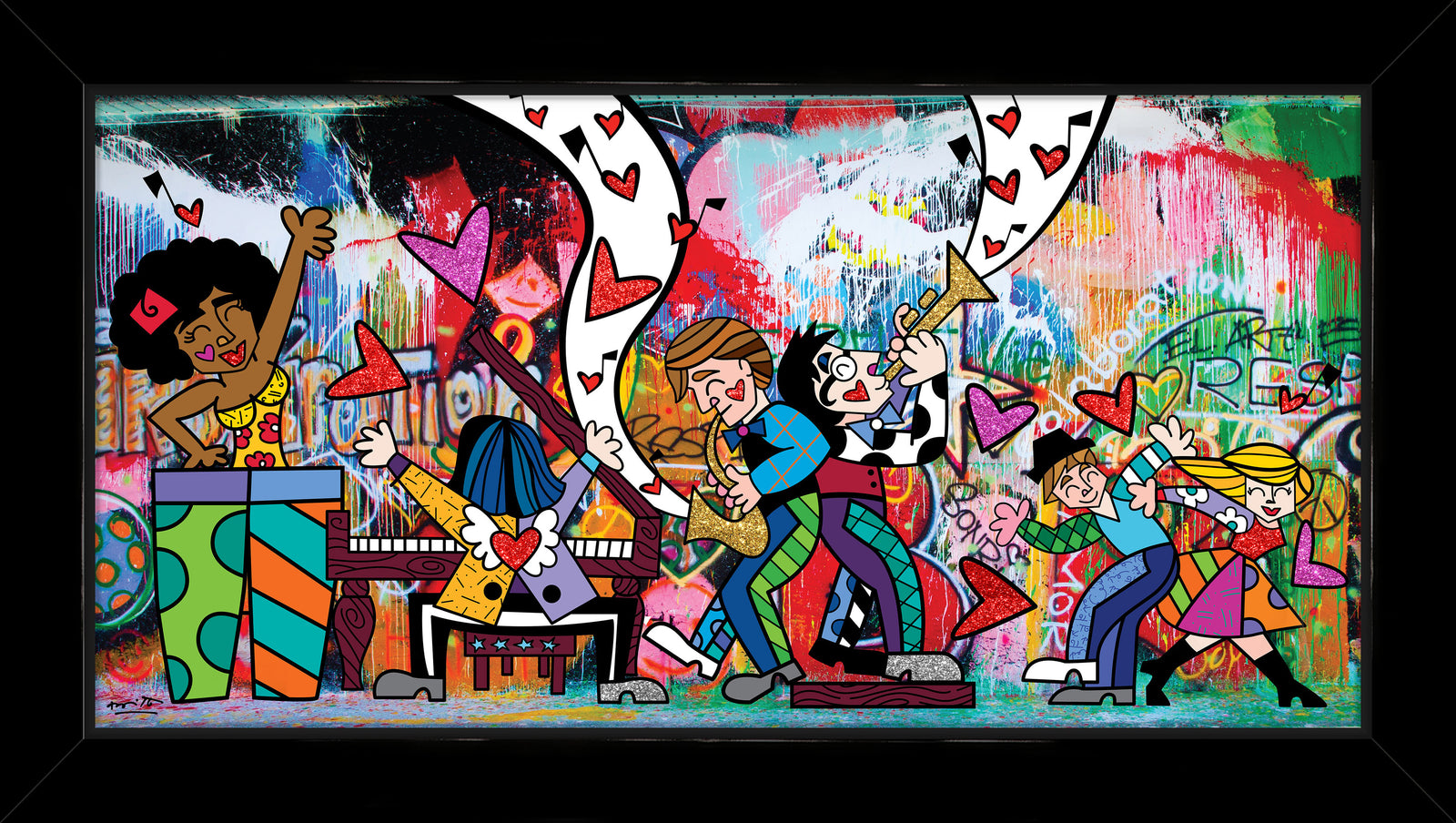 Romero Britto bohemian rhapsody limited edition print  contemporary pop art piece