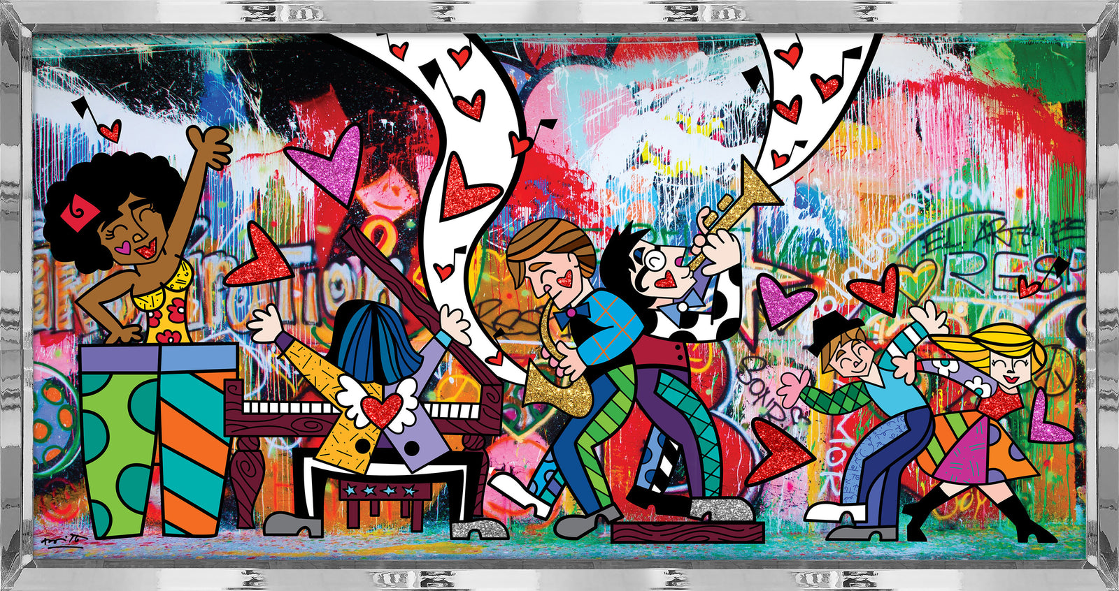 Romero Britto bohemian rhapsody limited edition print  colorful pop art design