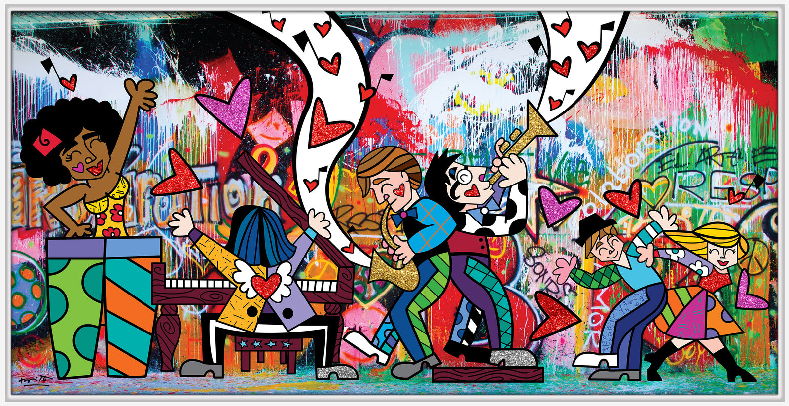 Romero Britto bohemian rhapsody limited edition print  contemporary pop art piece