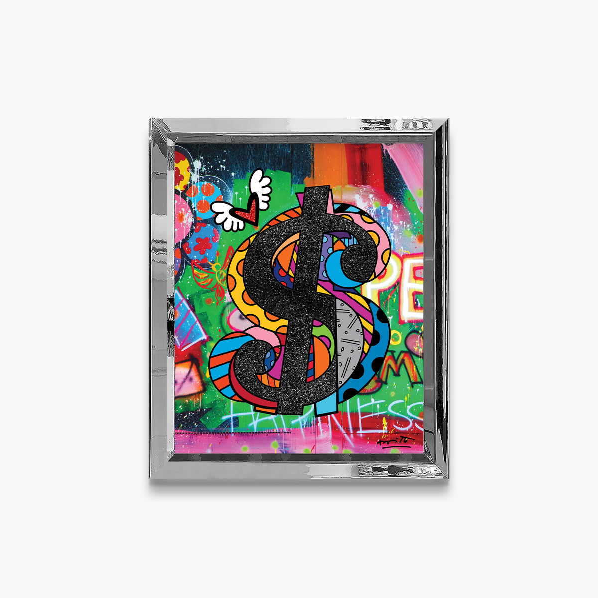 Romero Britto show me the money limited  contemporary pop art piece